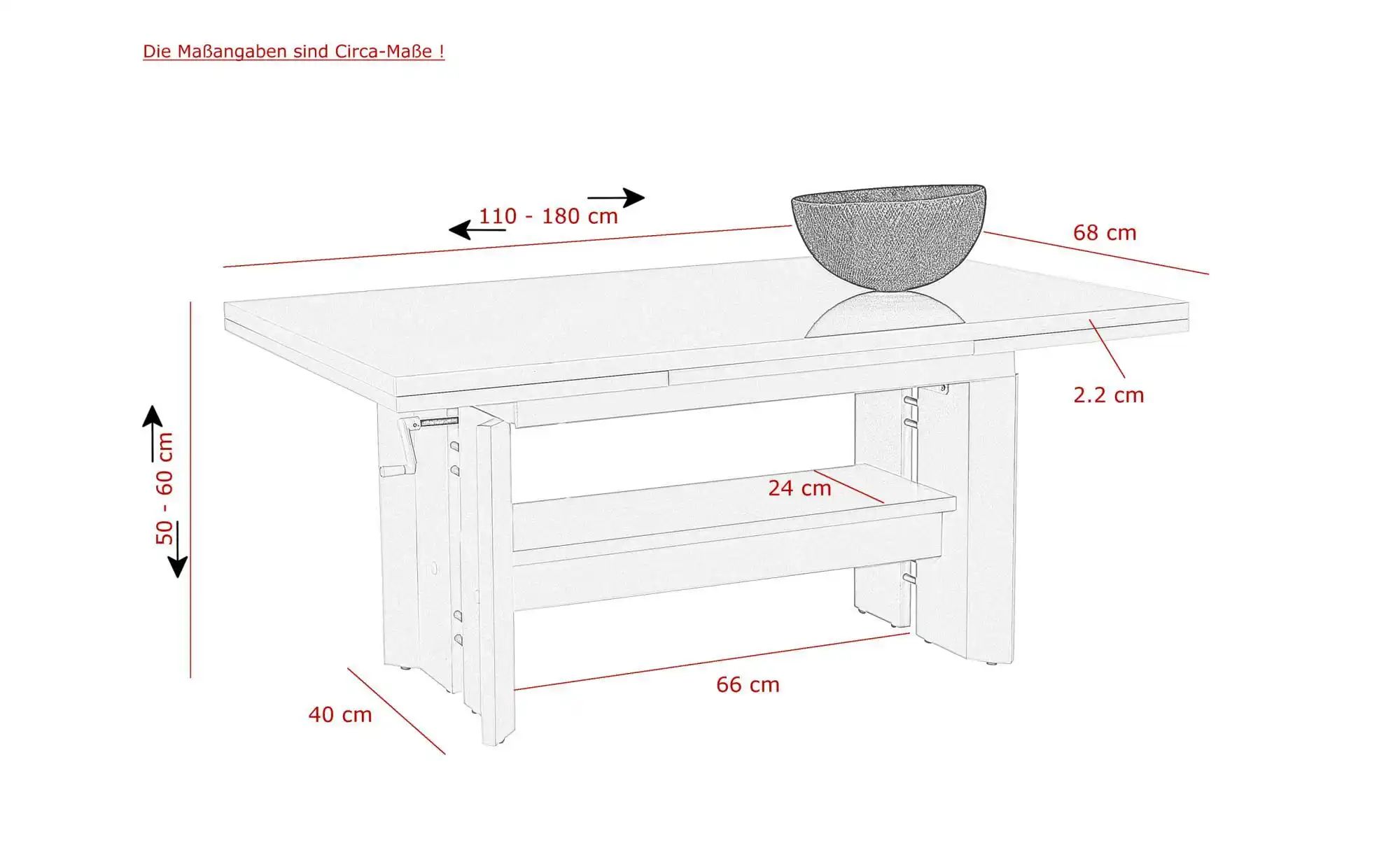 Funktionscouchtisch  Alicudi ¦ weiß ¦ Maße (cm): B: 68 H: 60 T: 68.0 Tische günstig online kaufen