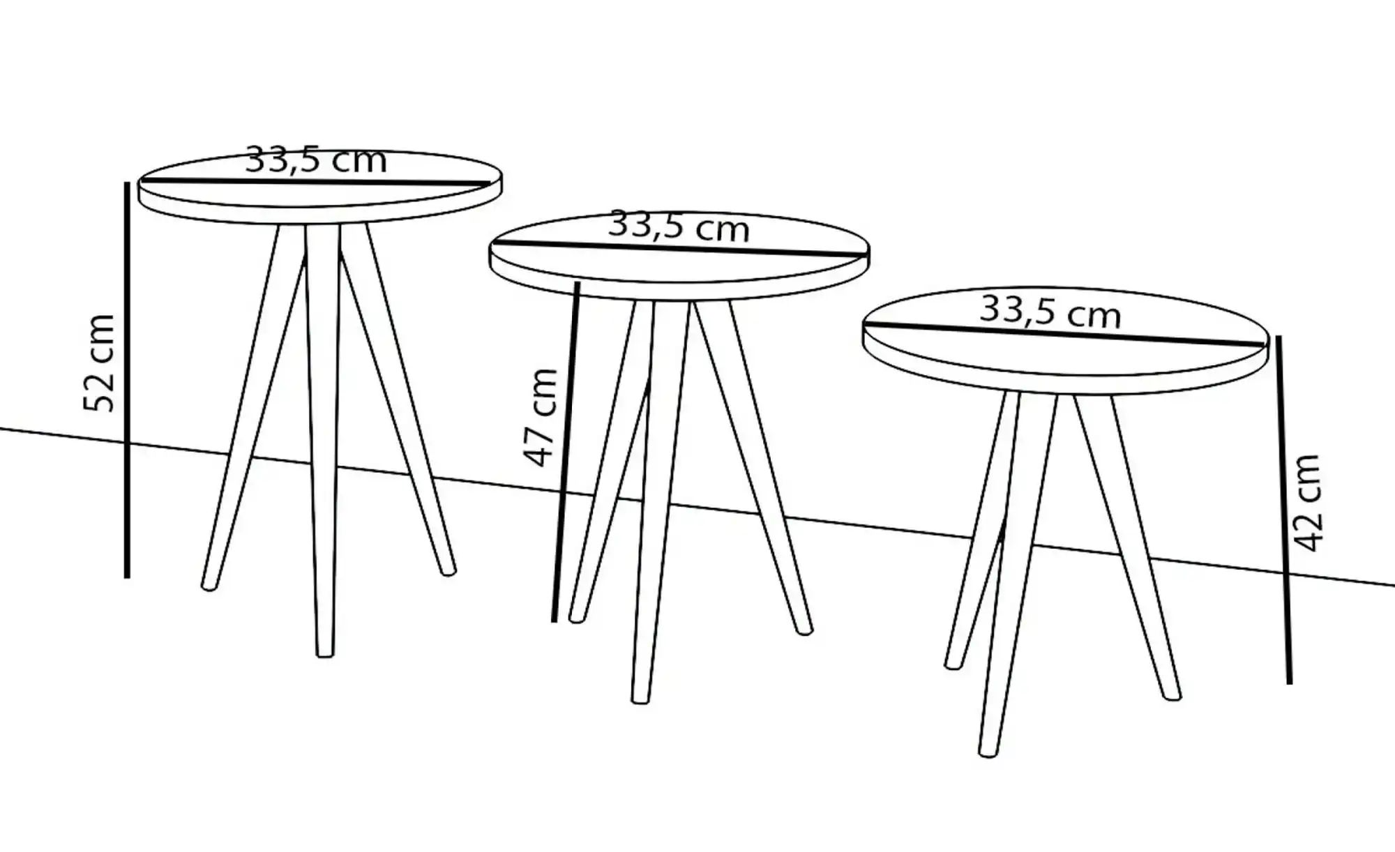 Couchtisch 3er-Set ¦ weiß ¦ Maße (cm): B: 34 H: 52 Tische > Couchtische > C günstig online kaufen