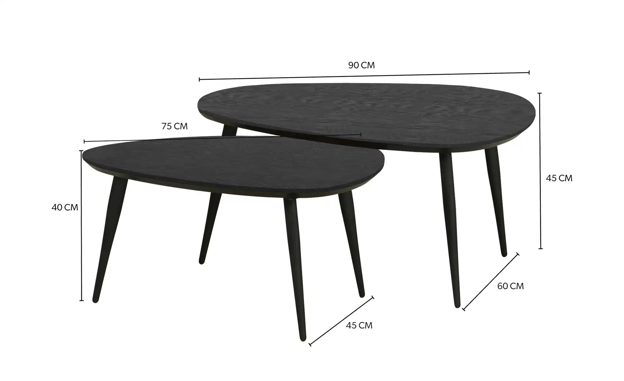 uno Couchtisch 2er Set  Dortmund ¦ schwarz Tische > Couchtische > Couchtisc günstig online kaufen