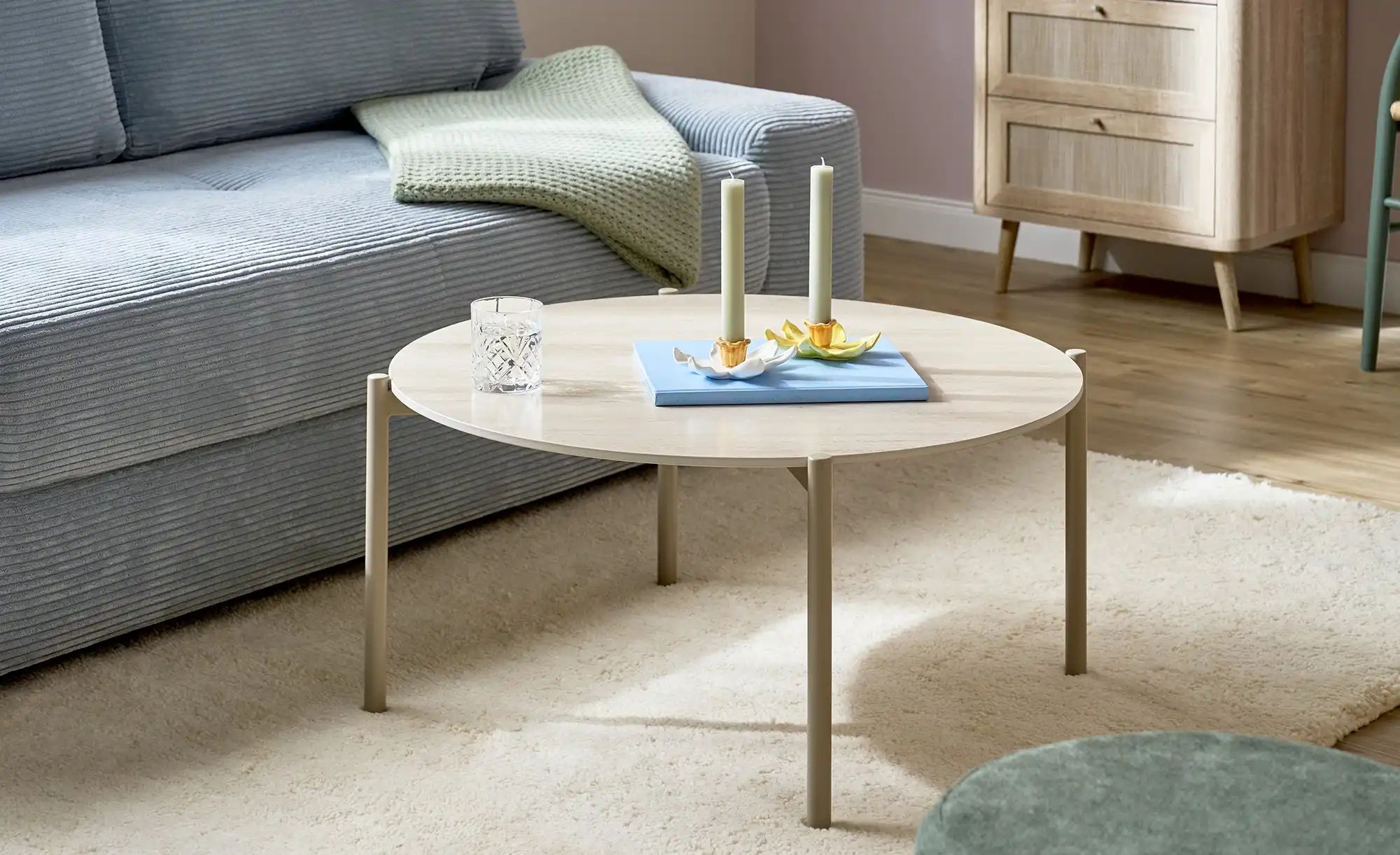 Couchtisch  Basiluzzo ¦ beige ¦ Maße (cm): H: 40  Ø: 85 Tische > Couchtisch günstig online kaufen