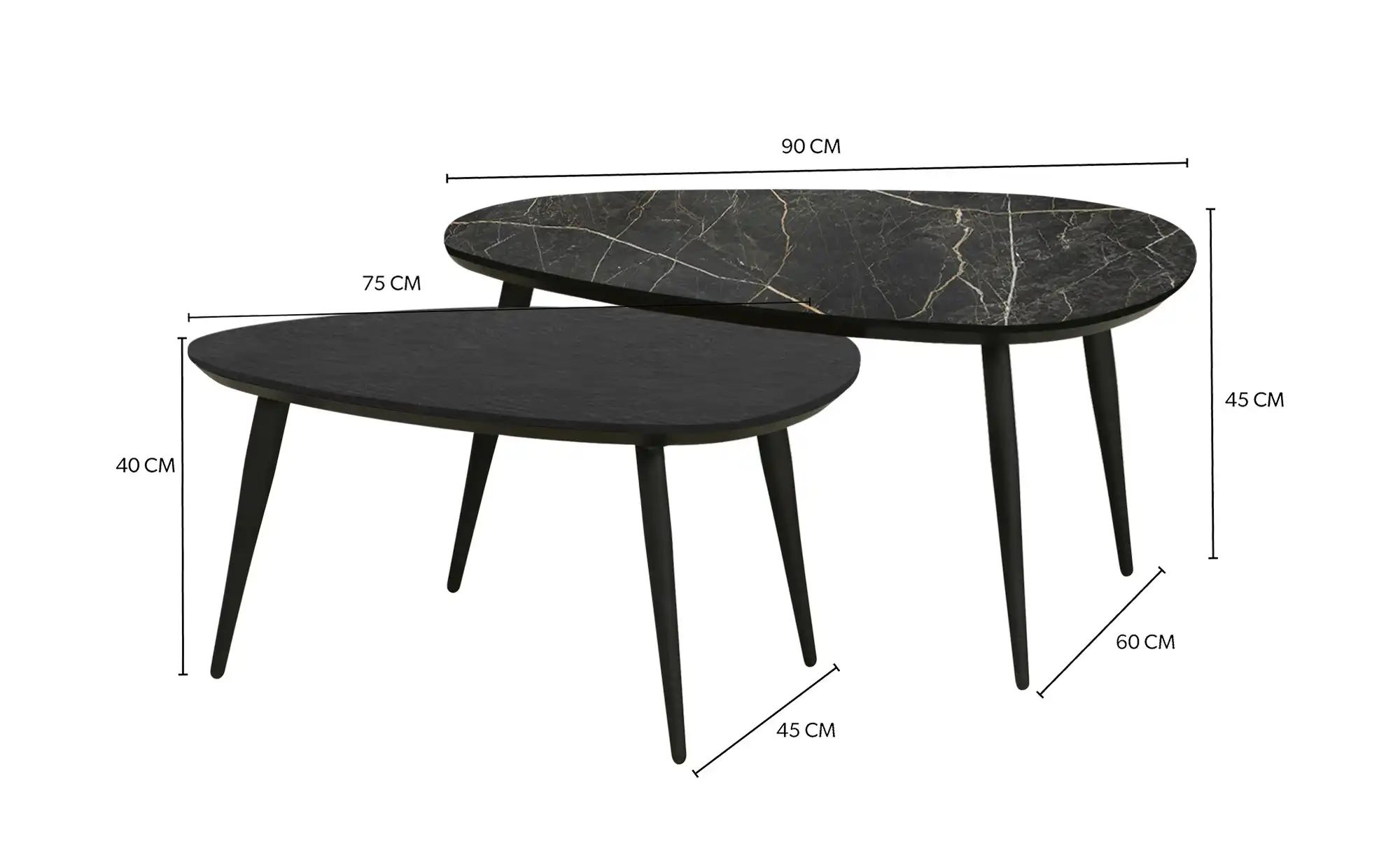 uno Couchtisch 2er-Set  Dortmund ¦ schwarz Tische > Couchtische > Couchtisc günstig online kaufen