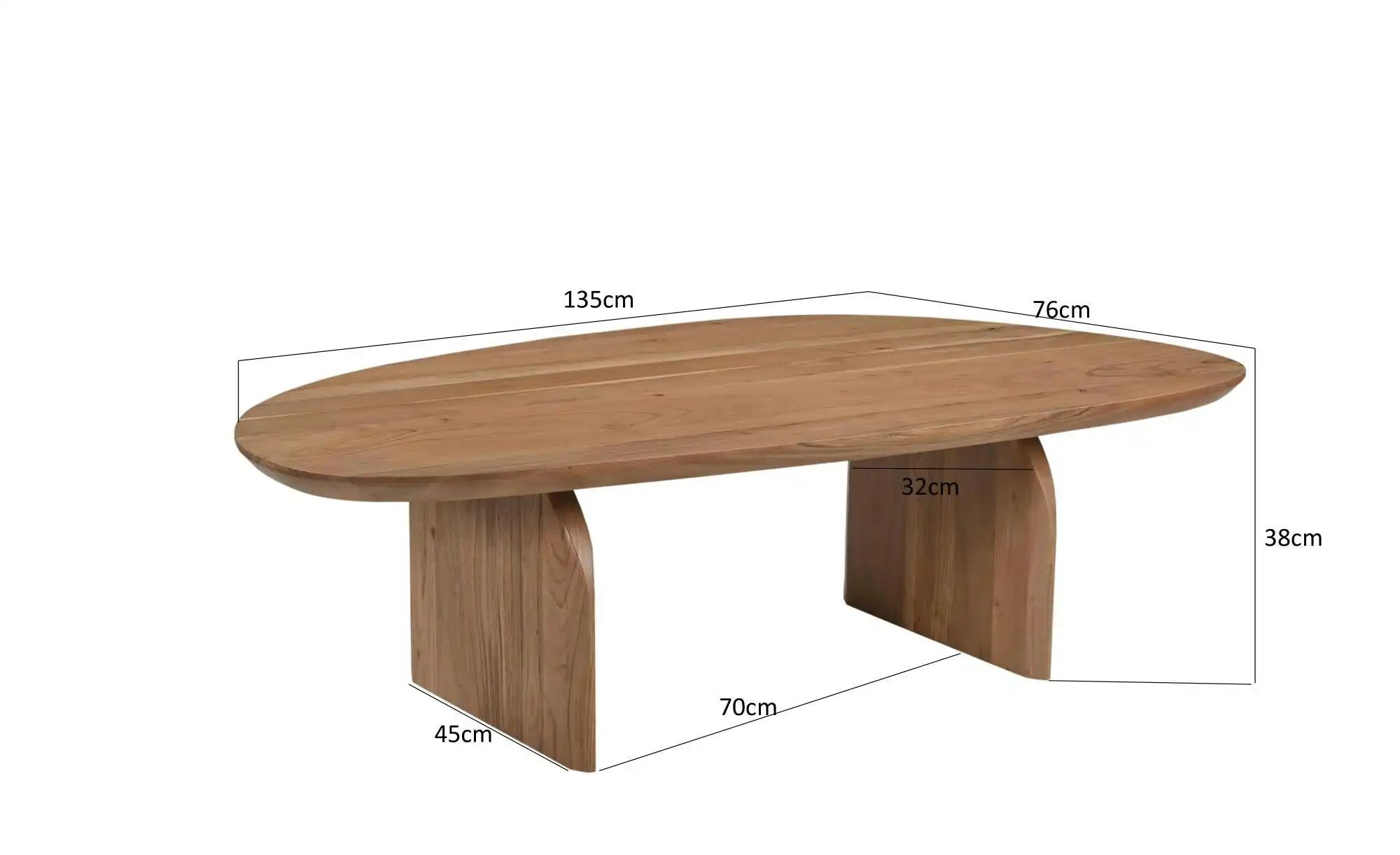 Thumbnail - Couchtisch Acacia Wave ¦ braun ¦ Maße (cm): B: 135 H: 38 Tische > Couchtische > Couchtisch Massivholz - Höffner