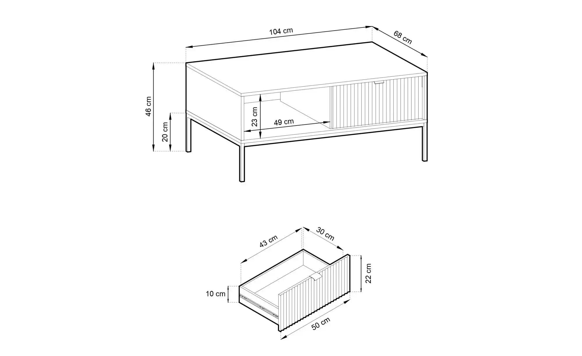 Couchtisch  Nova ¦ weiß ¦ Maße (cm): B: 104 H: 46 Tische > Couchtische > Co günstig online kaufen