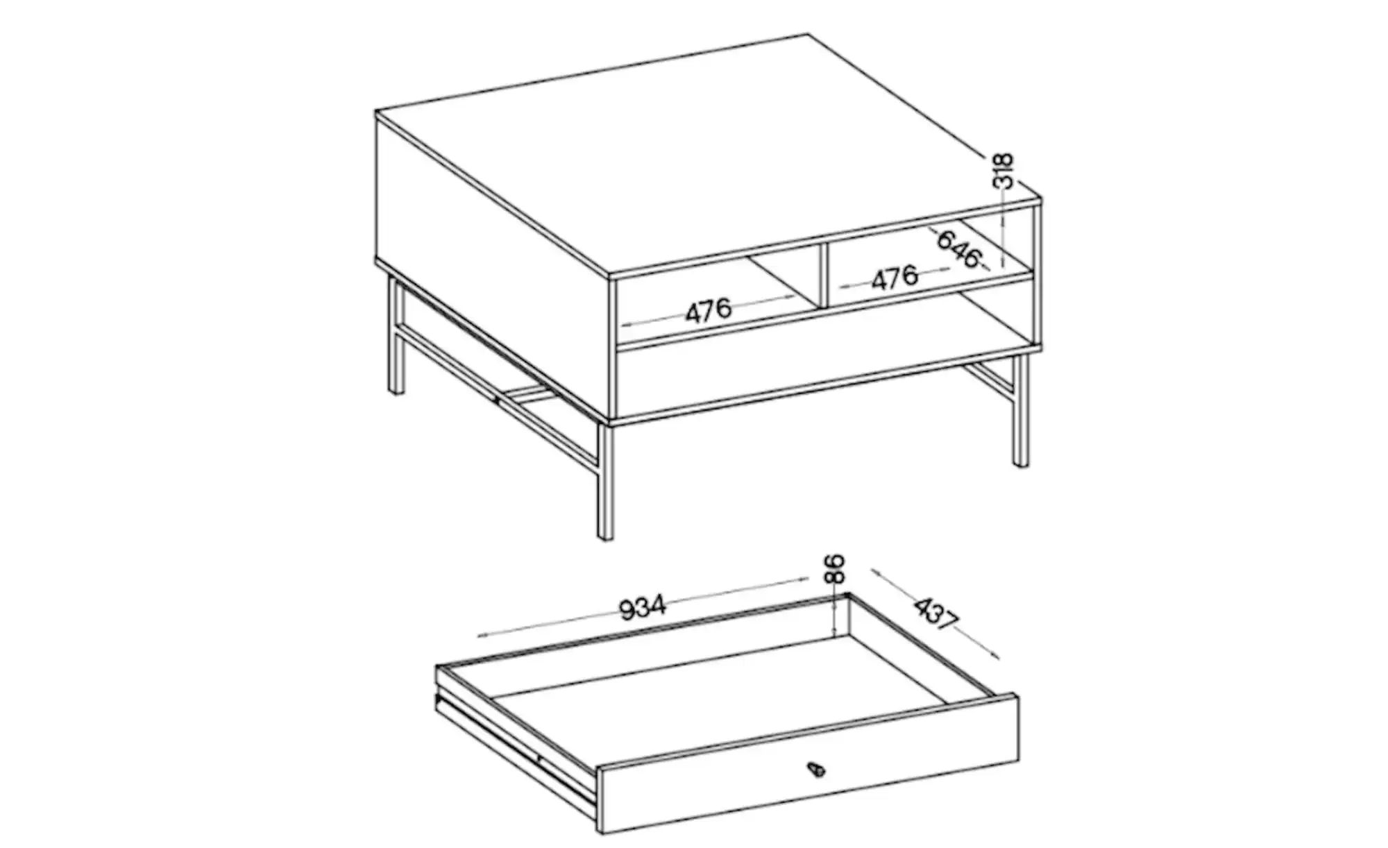 Thumbnail - Selsey Couchtisch mit Schublade Okito ¦ grau ¦ Maße (cm): B: 65 H: 50 Tische > Couchtische > Couchtische rechteckig - H...