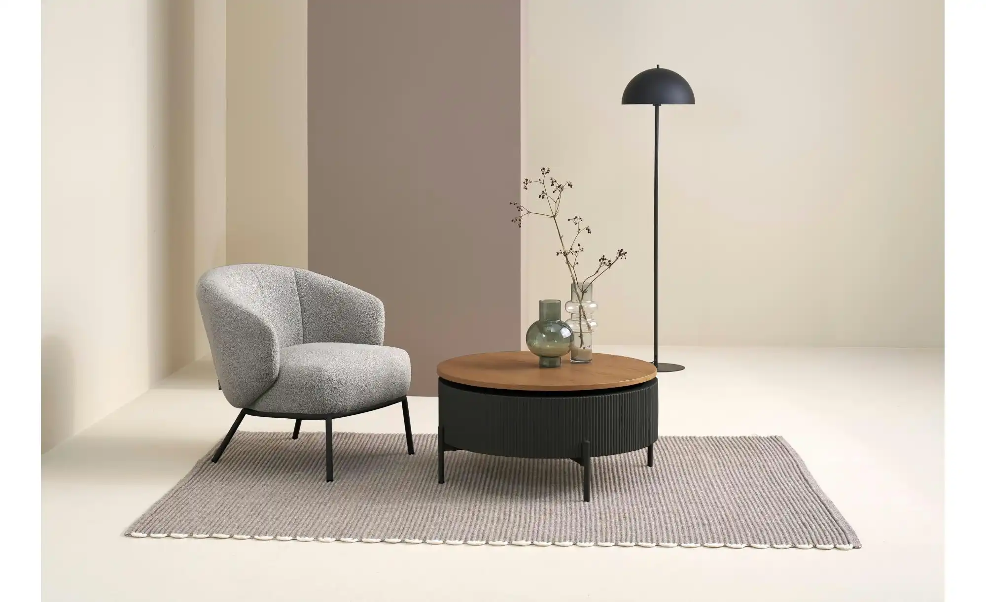 SCHÖNER WOHNEN Kollektion Couchtisch HEROY Eiche Bianco, Schwarz - Schöner Wohnen SCHÖNER WOHNEN Kollektion Couchtisch HEROY - Einrichtungsbeispiel