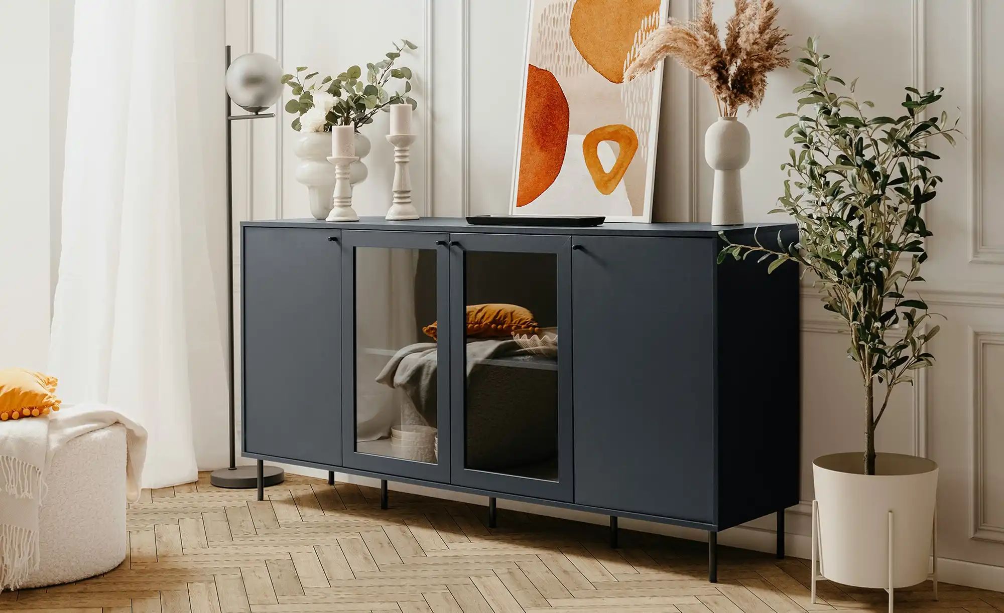 Sideboard  Caravino ¦ blau ¦ Maße (cm): B: 180 H: 90 T: 40 Kommoden & Sideb günstig online kaufen