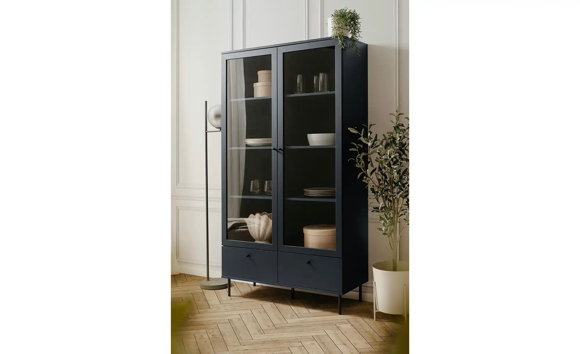 Vitrine  Caravino ¦ blau ¦ Maße (cm): B: 100 H: 183 T: 40.0 Schränke > Vitr günstig online kaufen