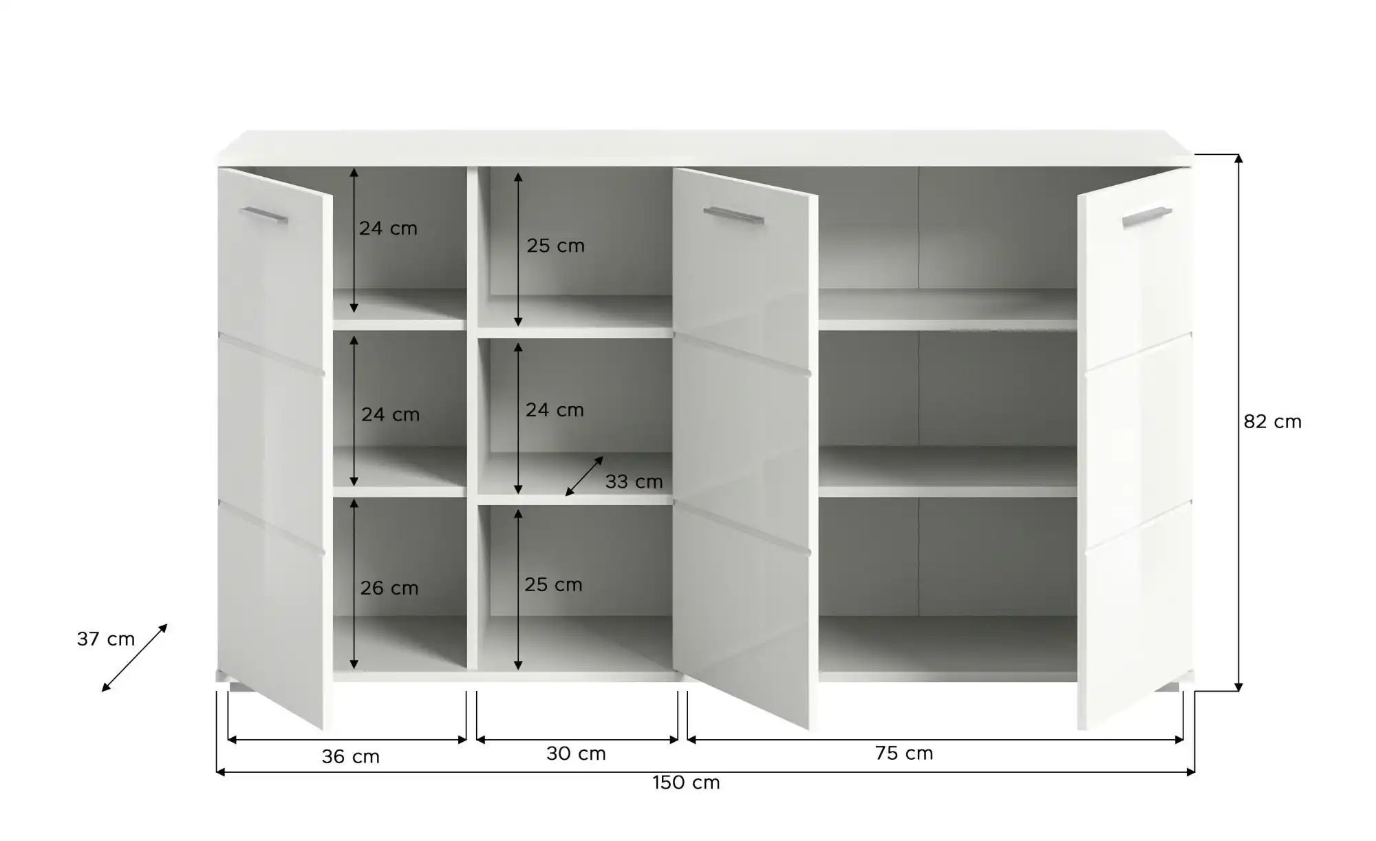 Kommode ¦ weiß ¦ Maße (cm): B: 150 H: 83 Kommoden & Sideboards > Kommoden - günstig online kaufen