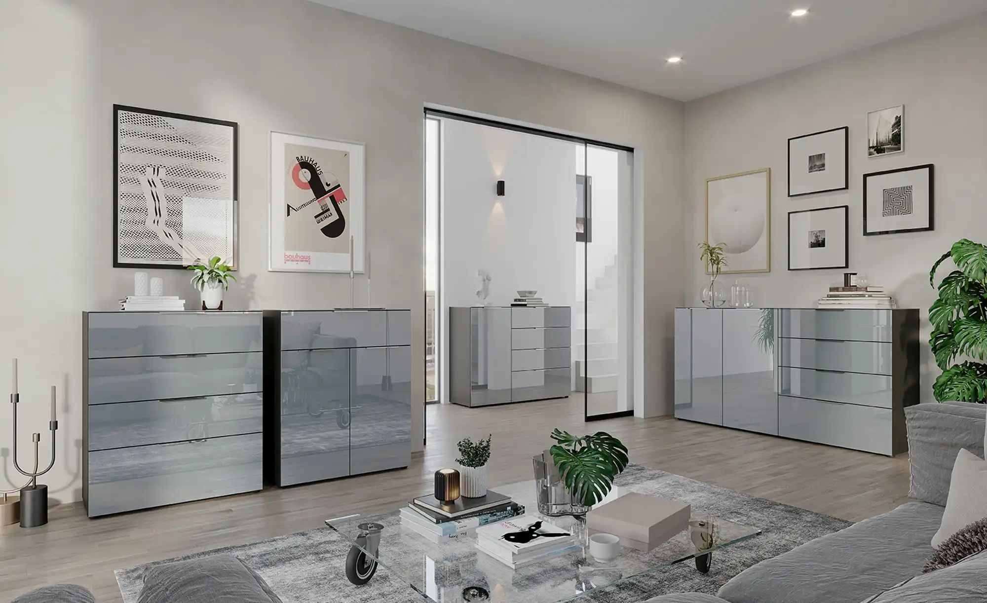 Thumbnail - uno Sideboard  Levi ¦ grau ¦ Maße (cm): B: 83 H: 102 T: 42.0 Kommoden & Sideboards > Sideboards - Höffner