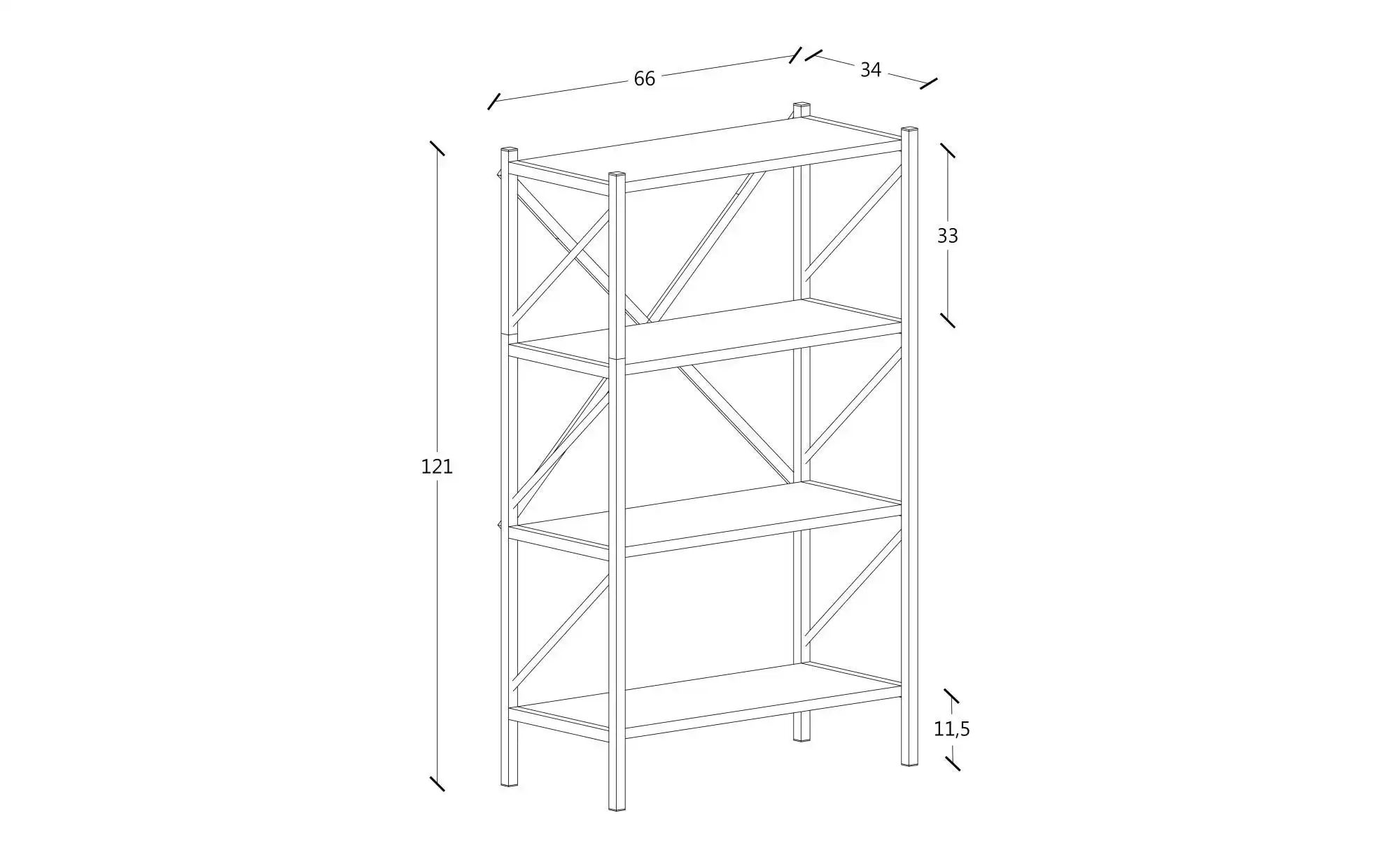 Standregal  Insasi ¦ holzfarben ¦ Maße (cm): B: 66 H: 121 Regale > Standreg günstig online kaufen