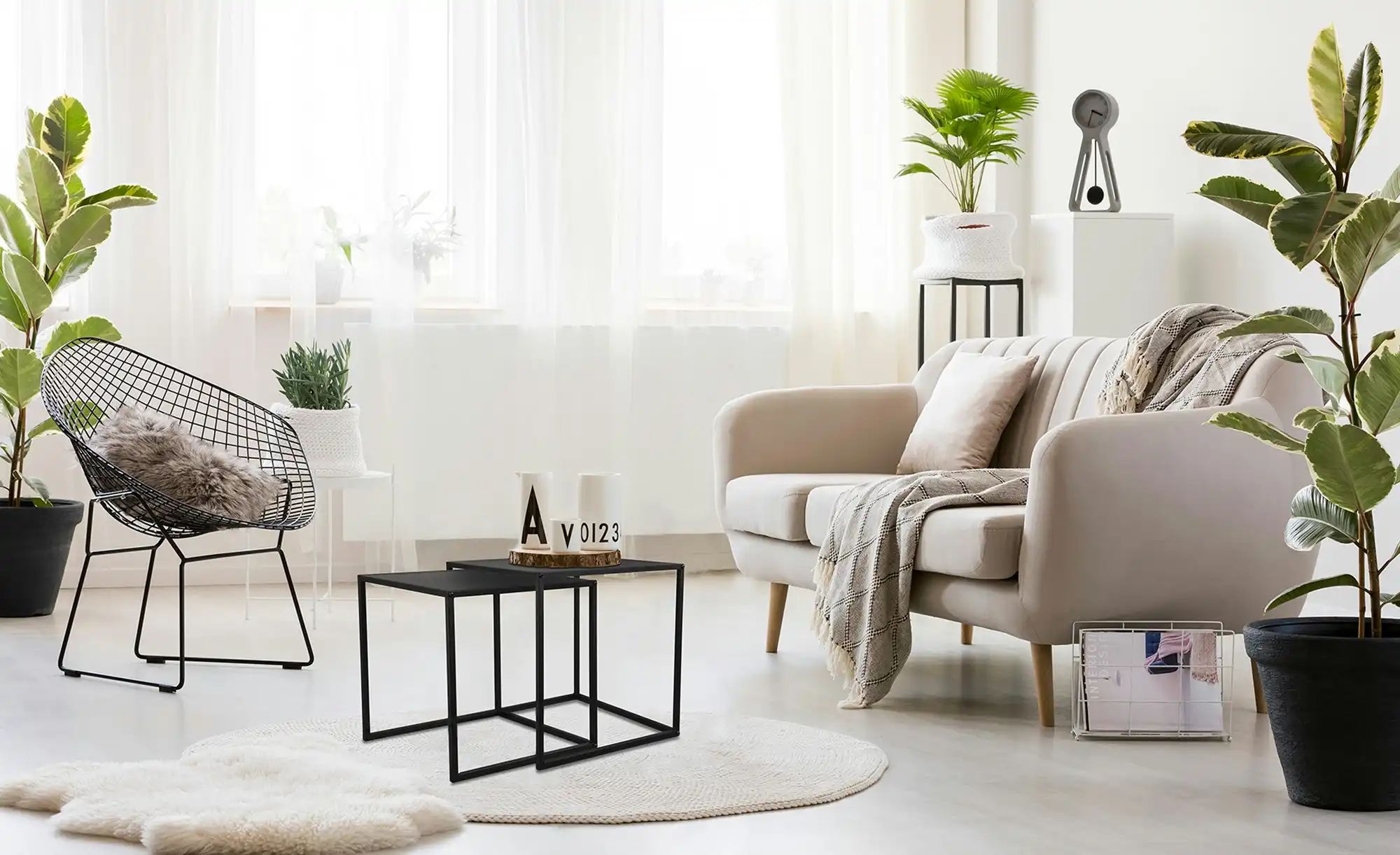 Beistelltisch 2er Set  Milano ¦ schwarz ¦ Maße (cm): B: 40 H: 40 T: 40.0 Ti günstig online kaufen