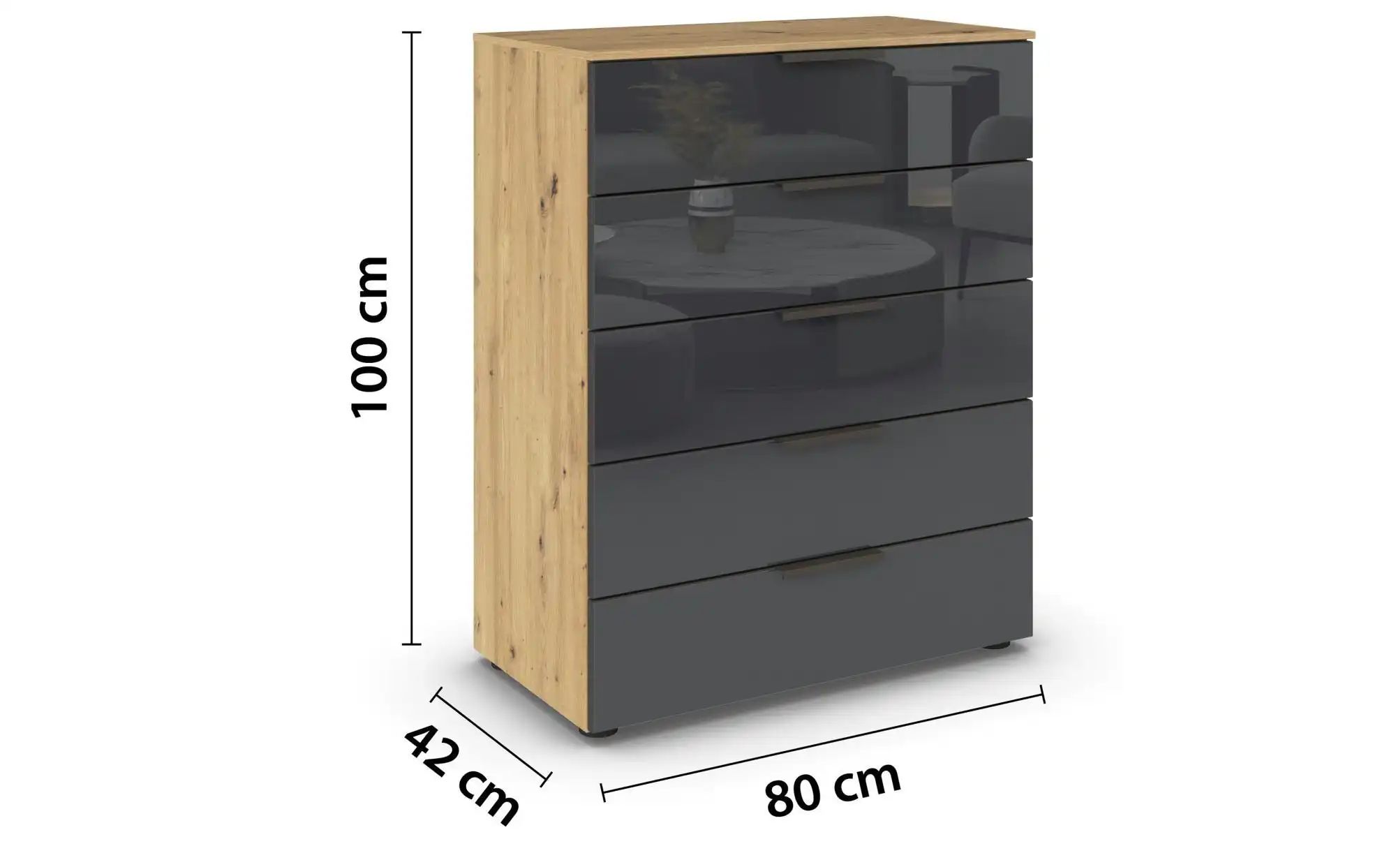 Thumbnail - Kommode Flipp ¦ schwarz ¦ Maße (cm): B: 80 H: 100 Kommoden & Sideboards > Kommoden - Höffner