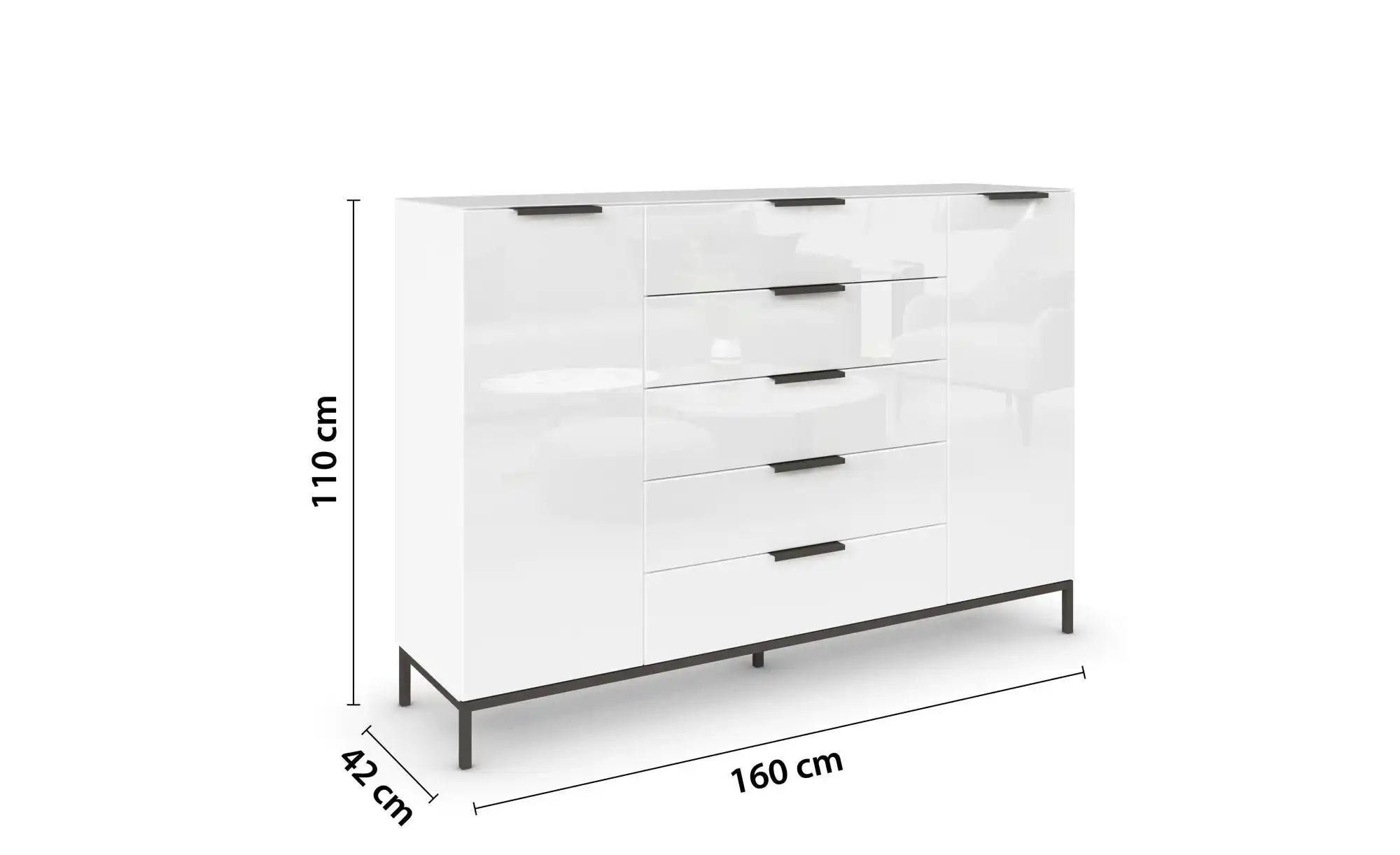 Highboard ¦ weiß ¦ Maße (cm): B: 160 H: 110 Kommoden & Sideboards > Highboa günstig online kaufen