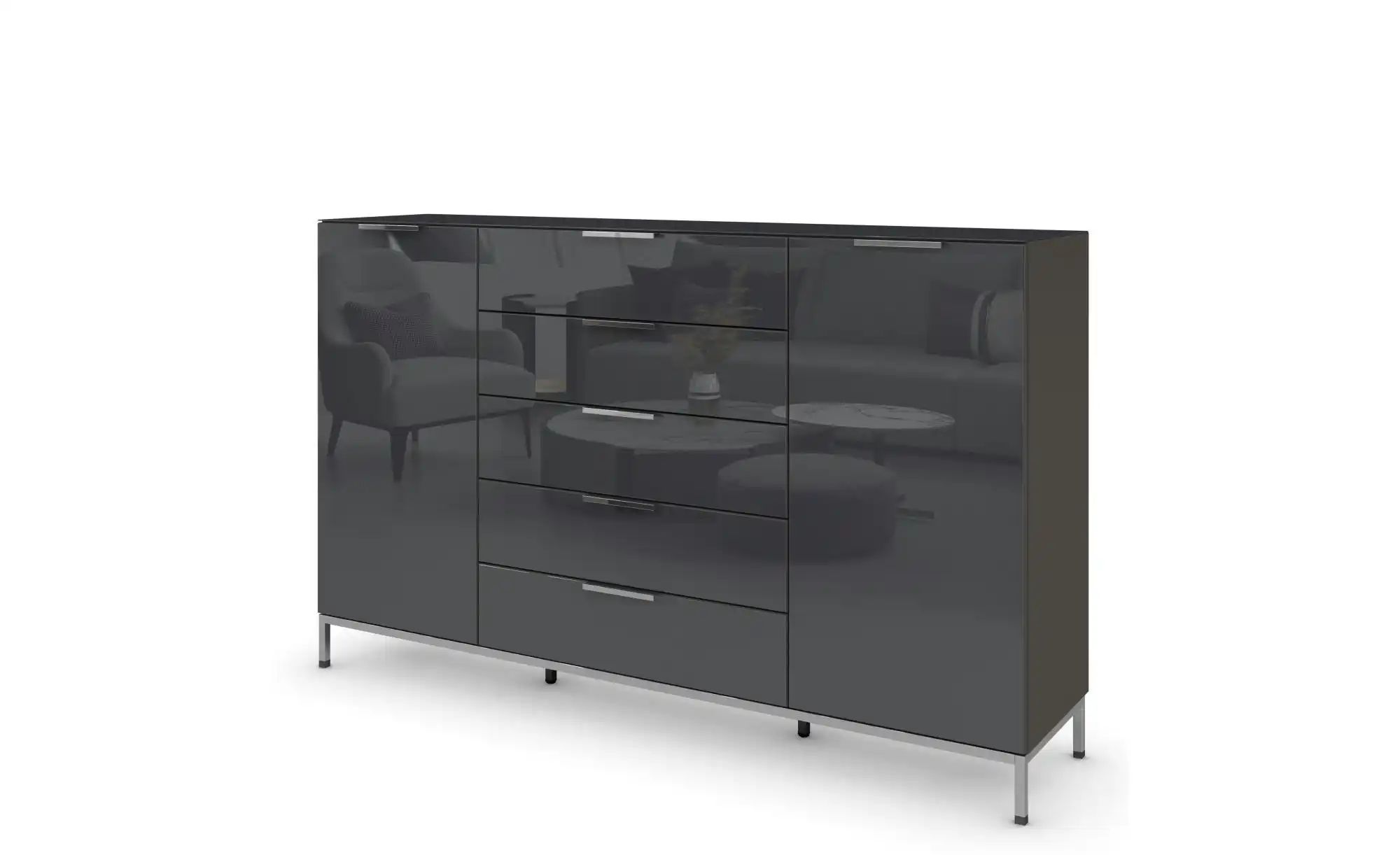 Highboard ¦ schwarz ¦ Maße (cm): B: 180 H: 110 Kommoden & Sideboards > High günstig online kaufen