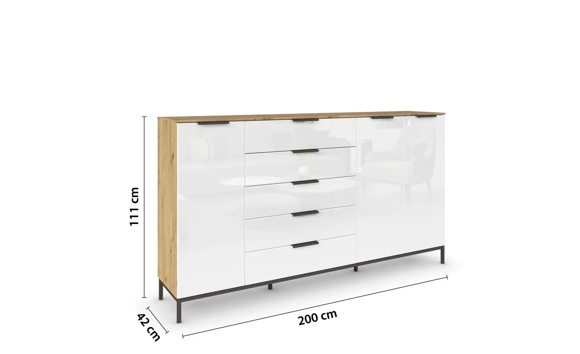 Thumbnail - Highboard  Frome ¦ holzfarben ¦ Maße (cm): B: 199 H: 111 Kommoden & Sideboards > Highboards - Höffner