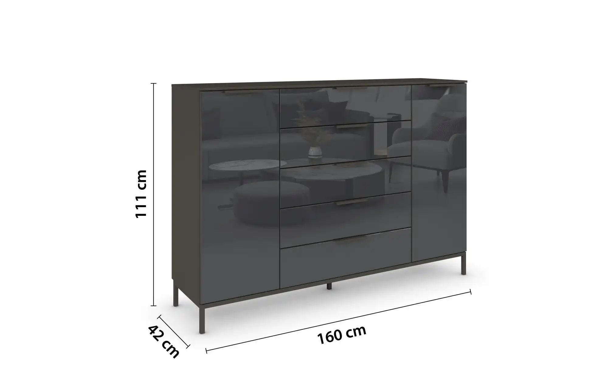 rauch Kommode "Flipp", 2-trg mit 5 Schubladen und Soft-Close-Funktion, Glas günstig online kaufen