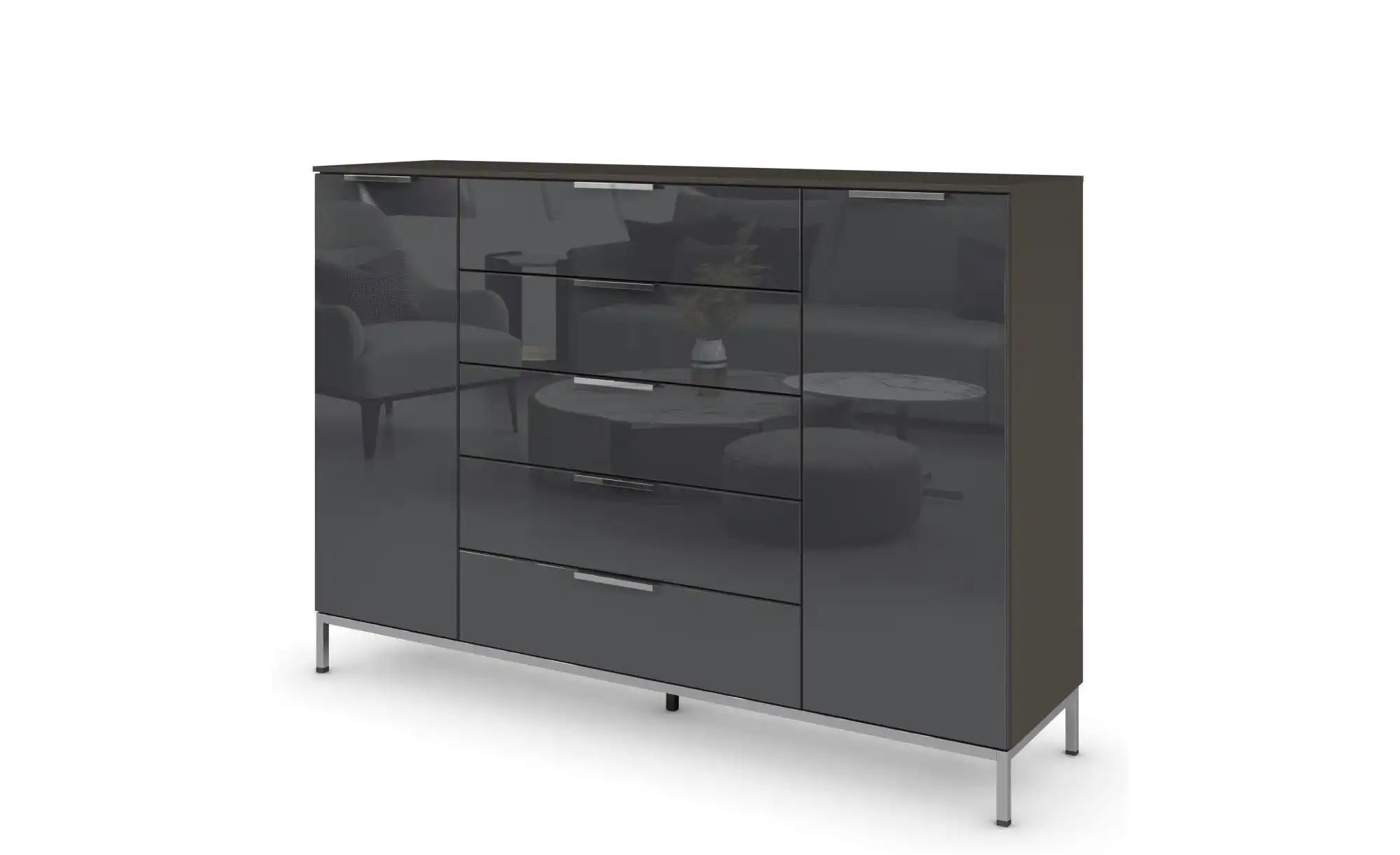Highboard  Frome ¦ schwarz ¦ Maße (cm): B: 160 H: 111 Kommoden & Sideboards günstig online kaufen