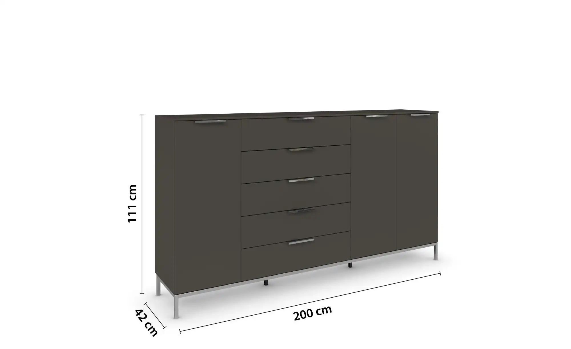 Highboard ¦ schwarz ¦ Maße (cm): B: 199 H: 111 Kommoden & Sideboards > High günstig online kaufen