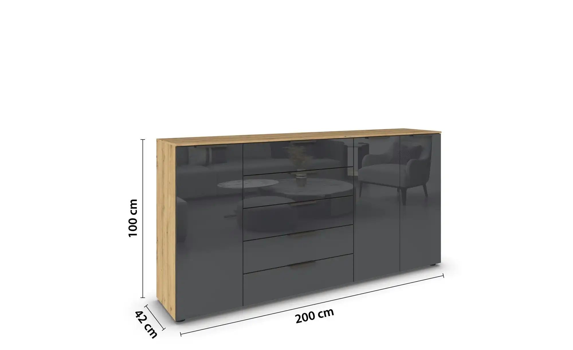 Sideboard ¦ holzfarben ¦ Maße (cm): B: 199 H: 100 Kommoden & Sideboards > S günstig online kaufen