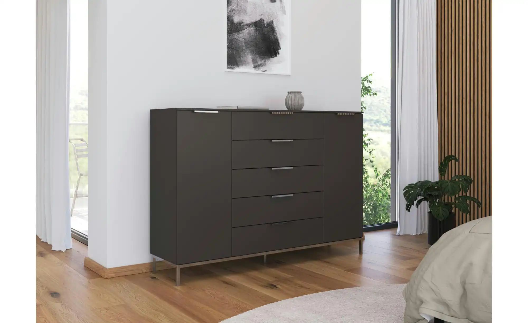 Highboard  Frome ¦ schwarz ¦ Maße (cm): B: 160 H: 111 Kommoden & Sideboards günstig online kaufen
