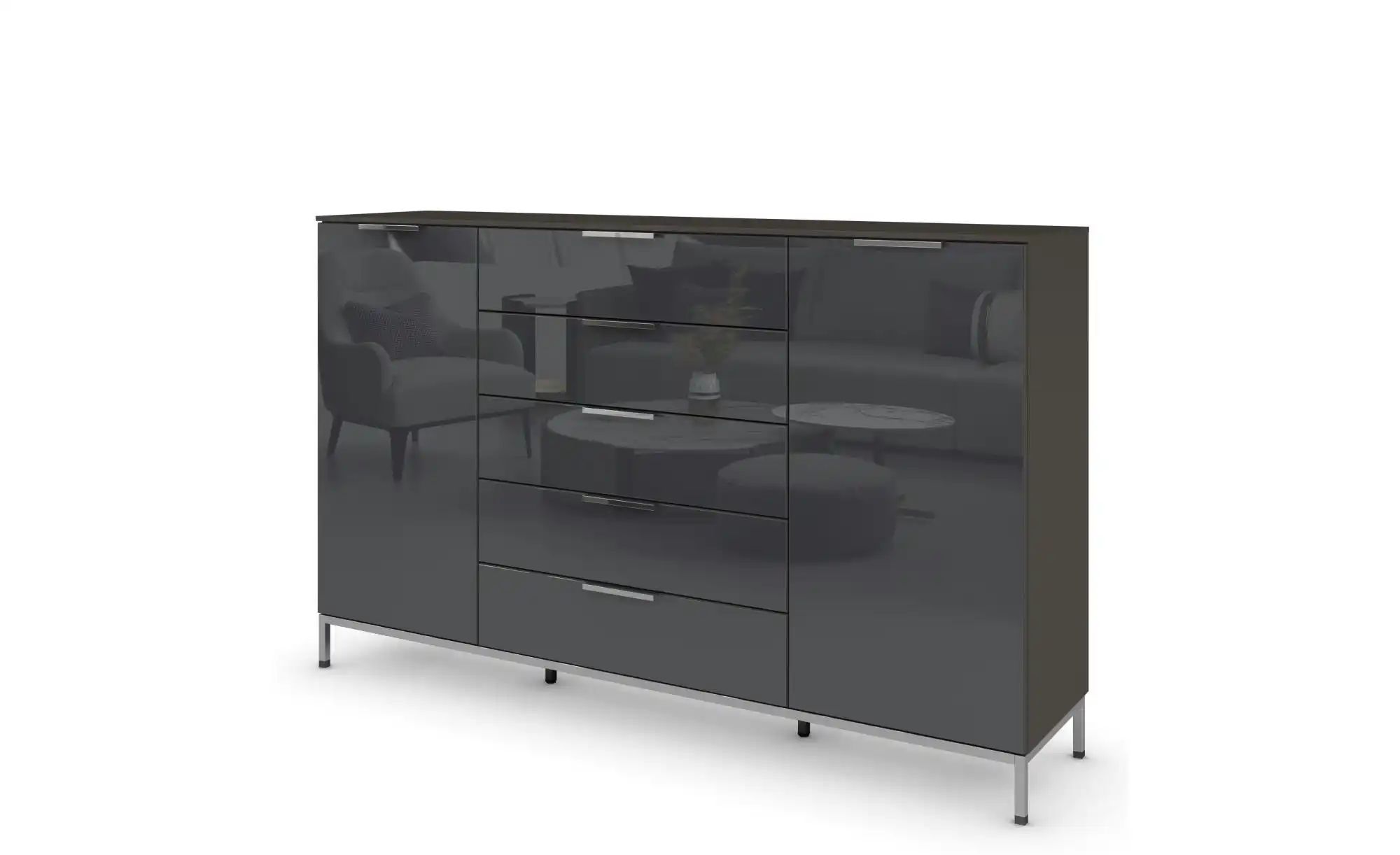 Highboard ¦ schwarz ¦ Maße (cm): B: 180 H: 111 Kommoden & Sideboards > High günstig online kaufen