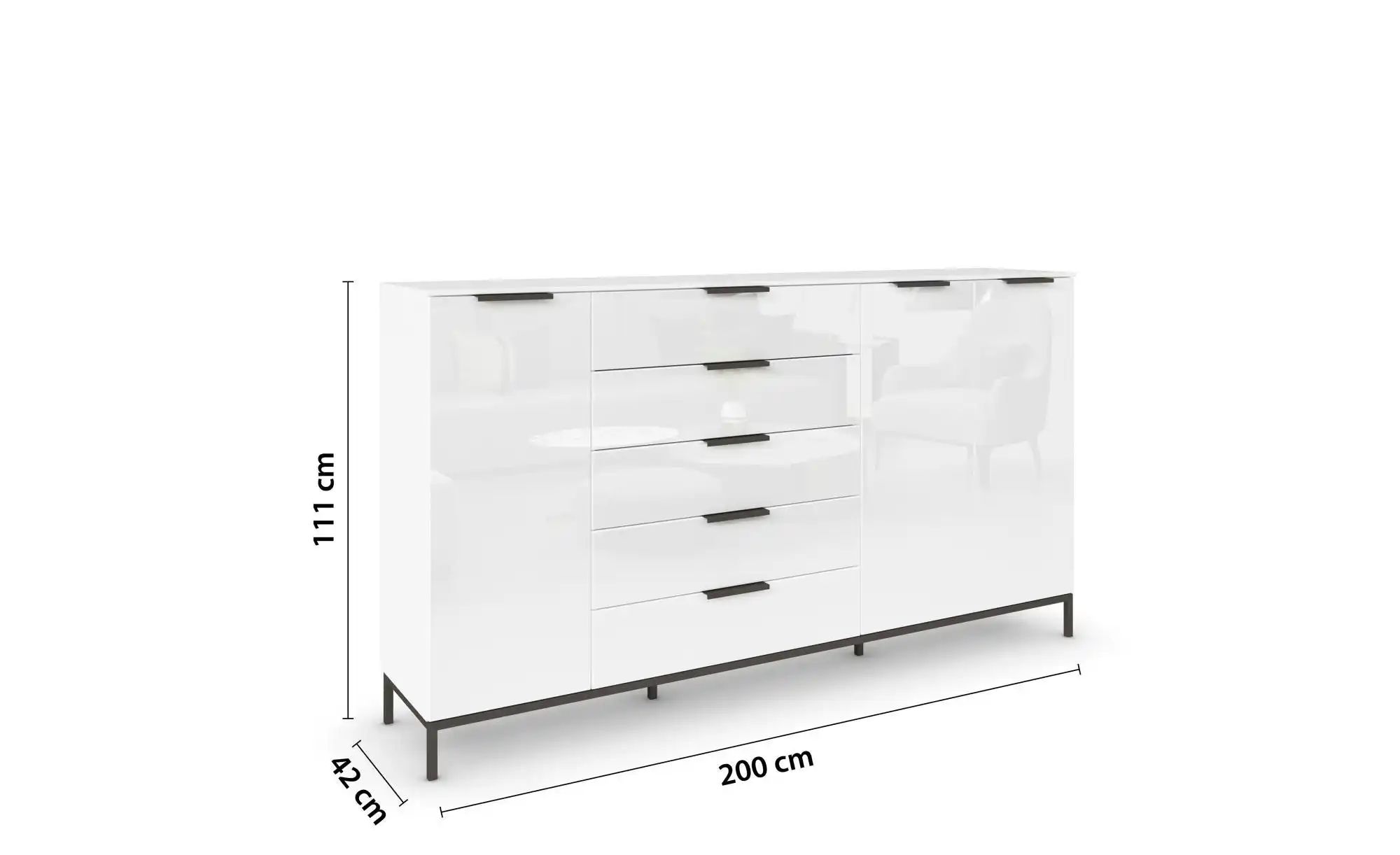 Highboard ¦ weiß ¦ Maße (cm): B: 199 H: 111 Kommoden & Sideboards > Highboa günstig online kaufen