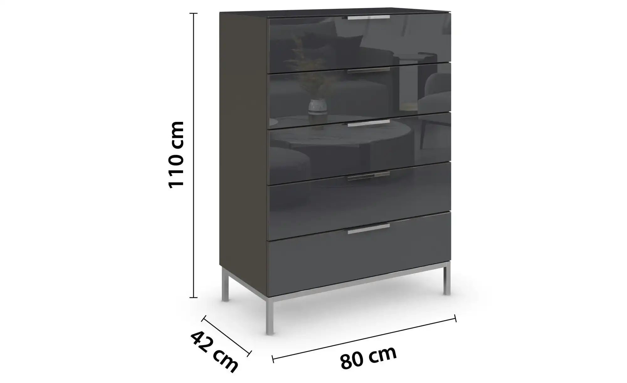 Thumbnail - Kommode  Frome ¦ schwarz ¦ Maße (cm): B: 80 H: 110 Kommoden & Sideboards > Kommoden - Höffner