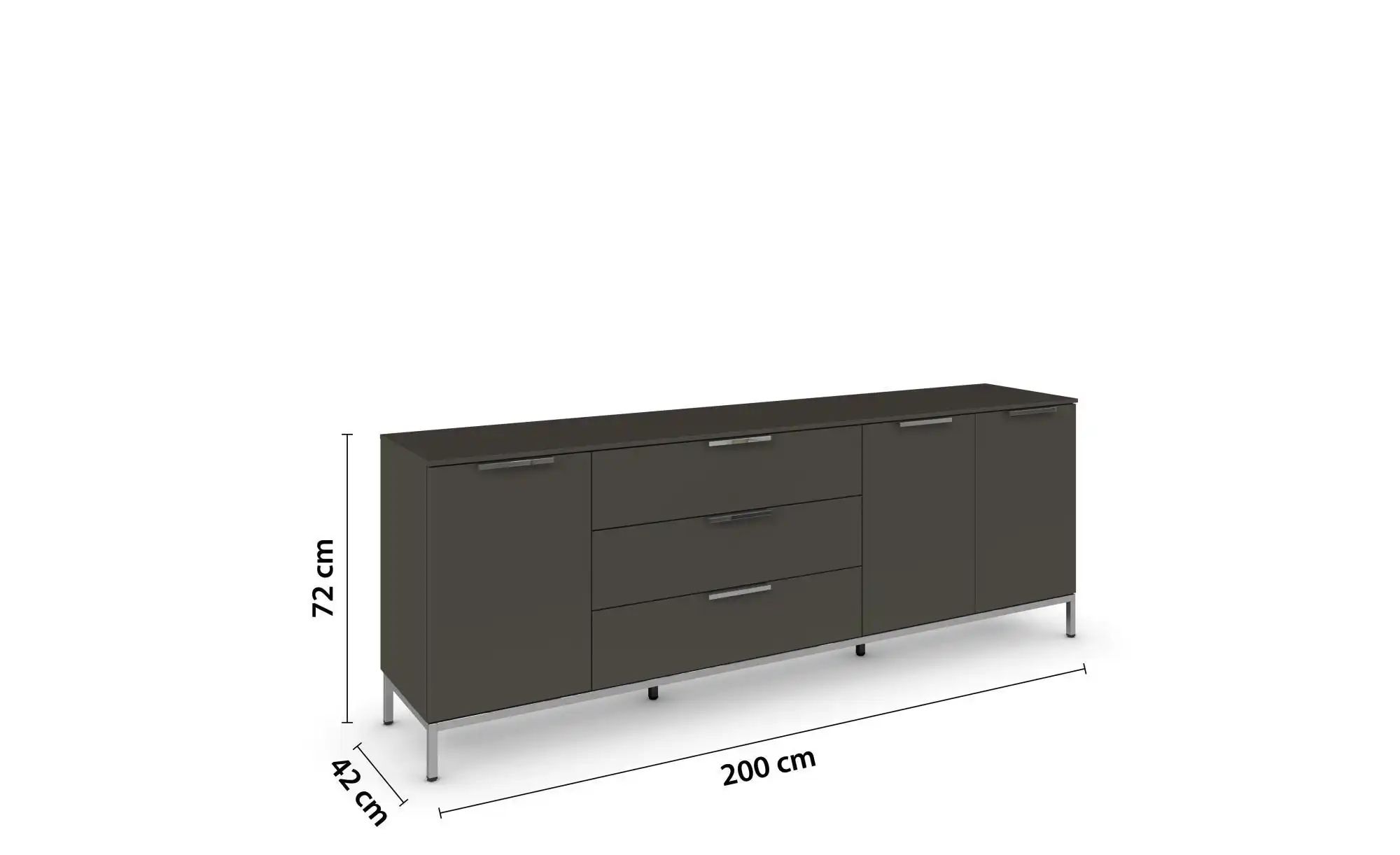 Sideboard  Frome ¦ schwarz ¦ Maße (cm): B: 199 H: 72 Kommoden & Sideboards günstig online kaufen