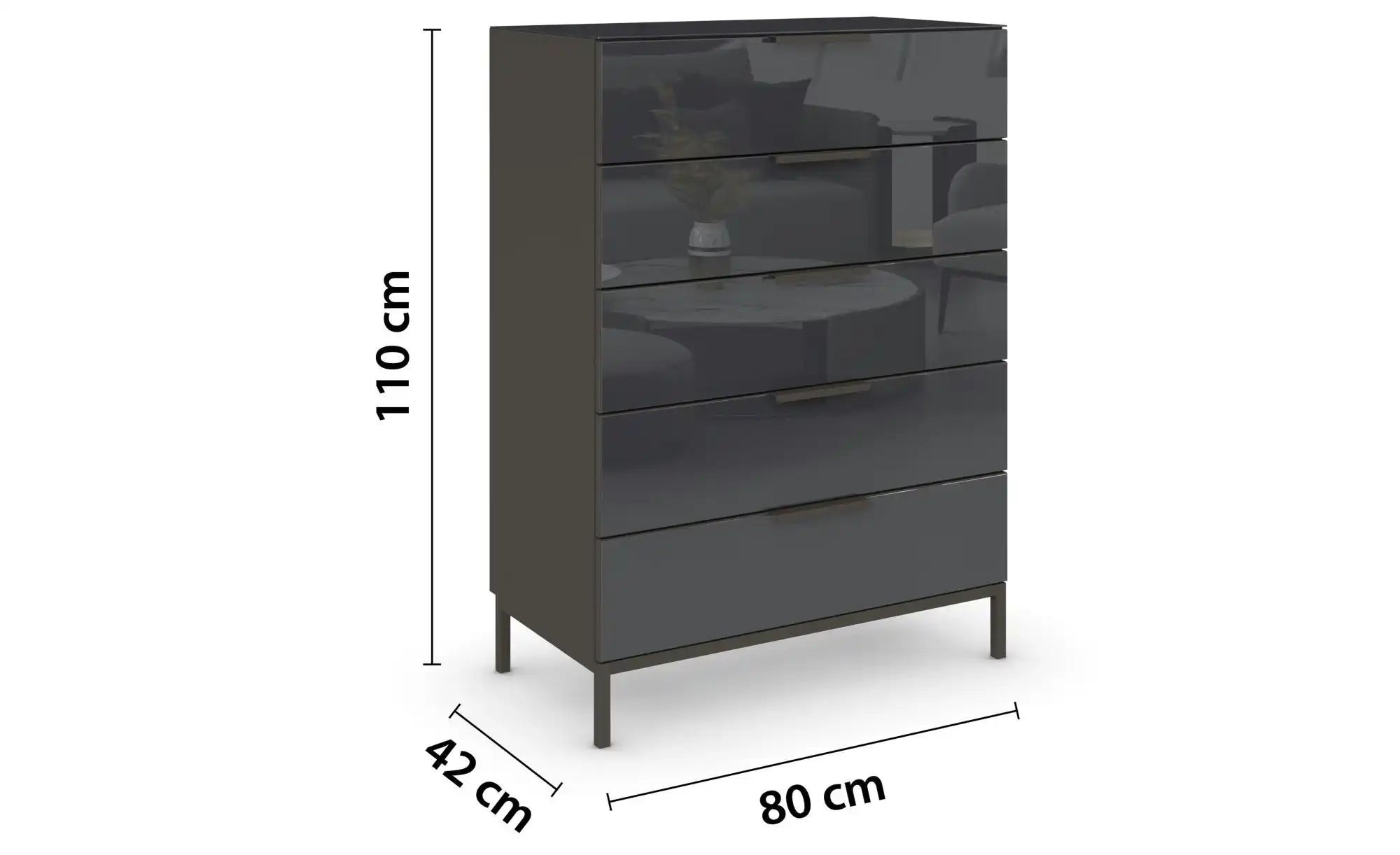 Kommode  Frome ¦ schwarz ¦ Maße (cm): B: 80 H: 110 Kommoden & Sideboards > günstig online kaufen