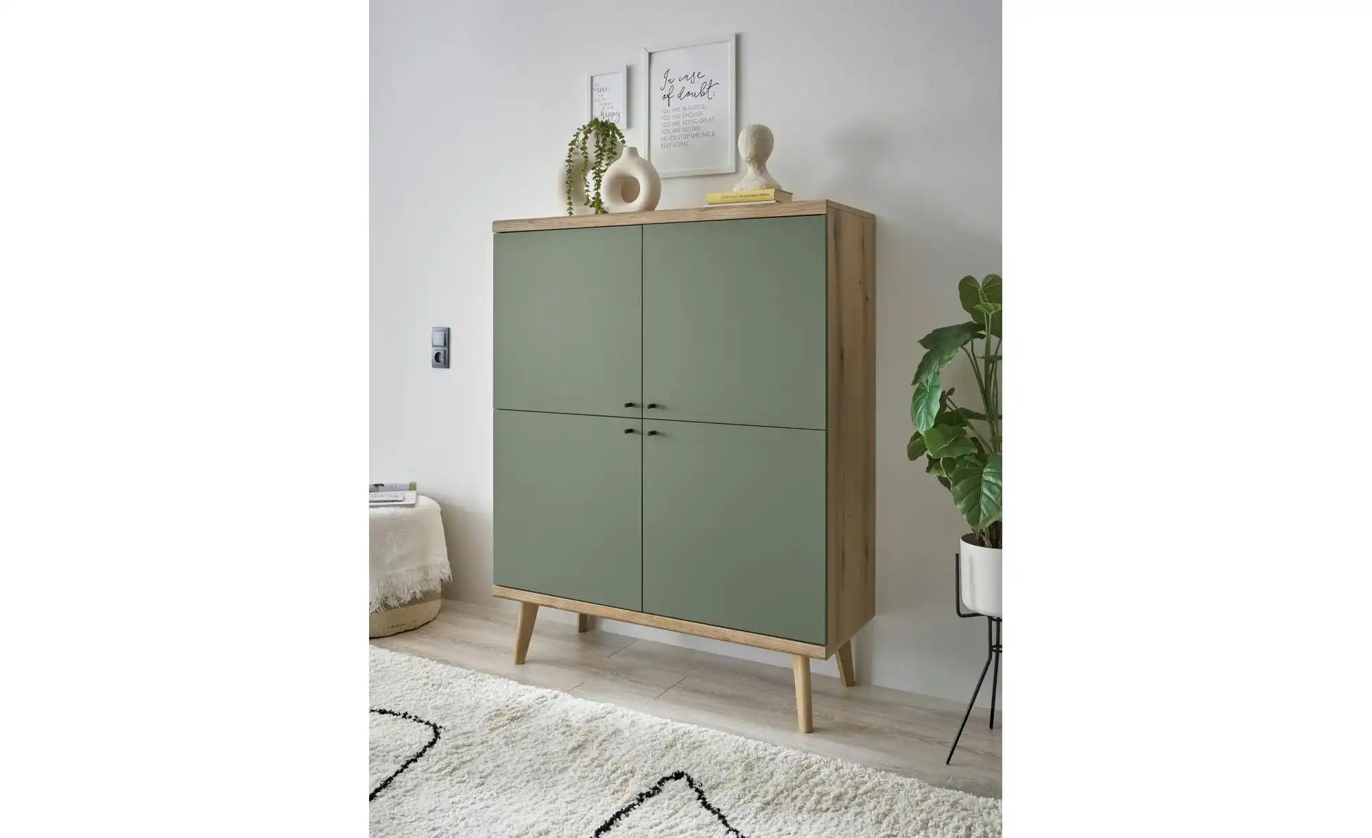 INOSIGN Highboard "MAVAS", in moderner Trendfarbe, Griffe aus Metall (Schwa günstig online kaufen