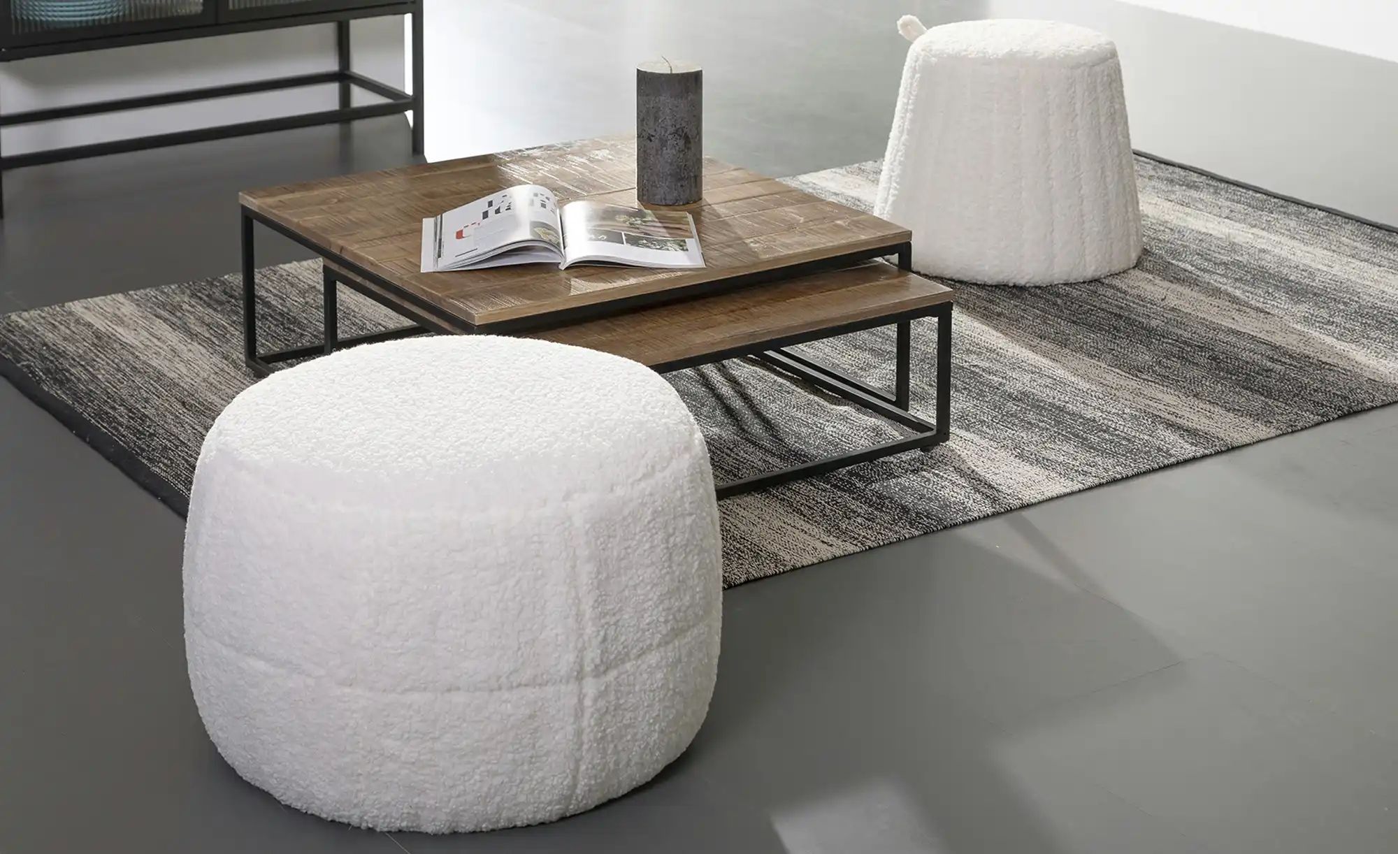 Hocker  Cotton ¦ weiß ¦ Maße (cm): H: 35  Ø: 55 Polstermöbel > Hocker - Höf günstig online kaufen