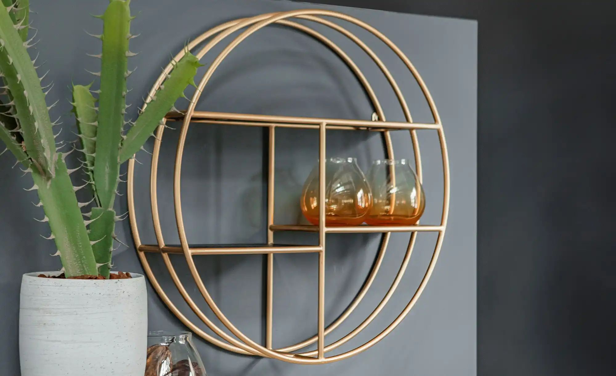 Thumbnail - Wandregal Fence ¦ gold ¦ Maße (cm): T: 24.0 Ø: 90 Regale > Wandregale - Höffner