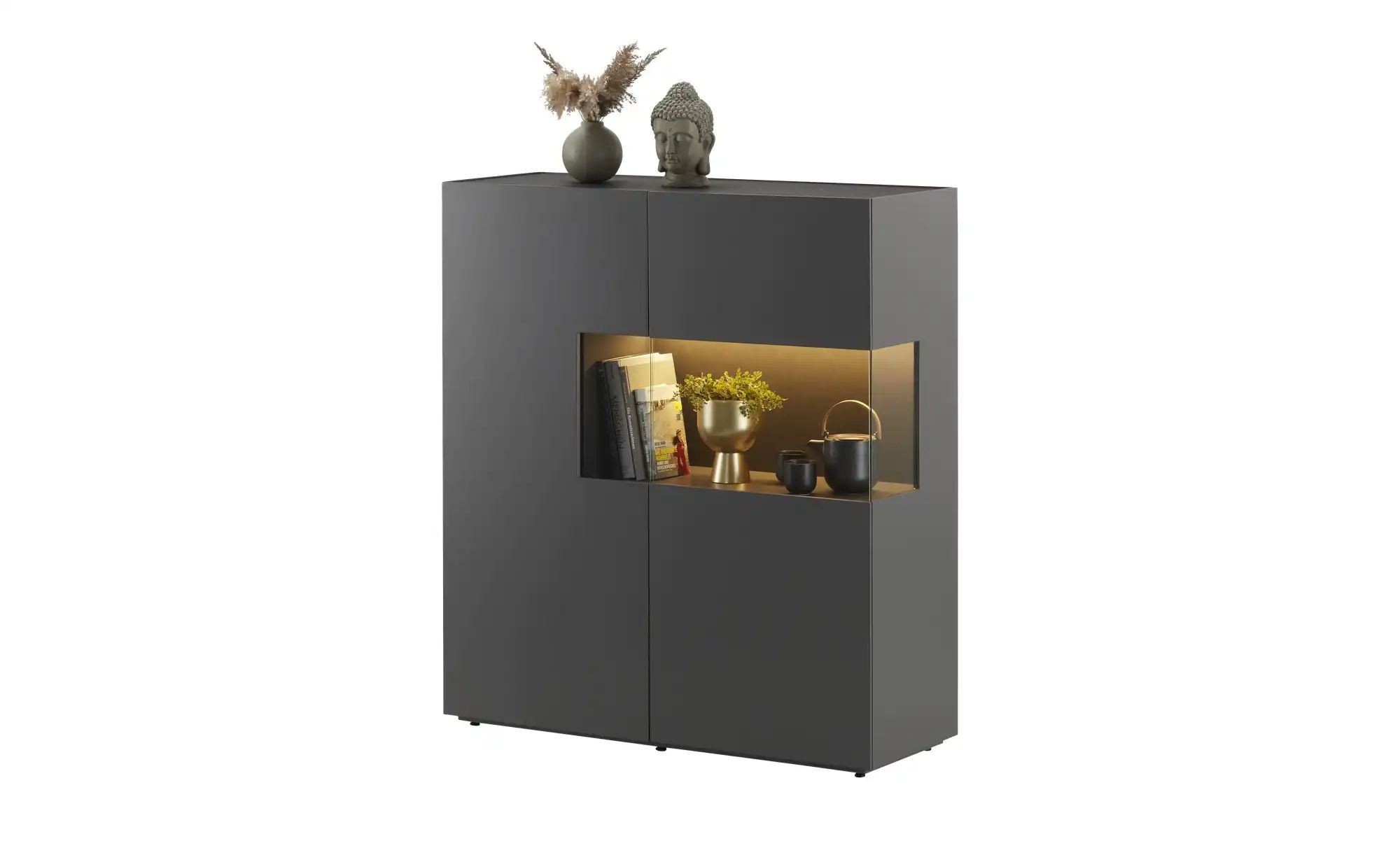 Thumbnail - sound+vision Highboard  Leandro ¦ grau ¦ Maße (cm): B: 120 H: 135 T: 43.0 Kommoden & Sideboards > Highboards - Höffner