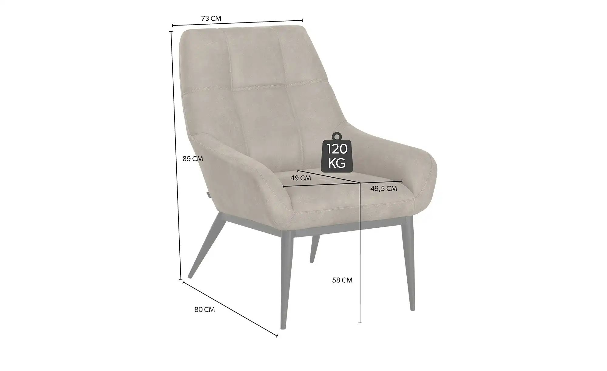 uno Sessel  Loek ¦ beige ¦ Maße (cm): B: 73 H: 89 T: 80.0 Polstermöbel > Se günstig online kaufen