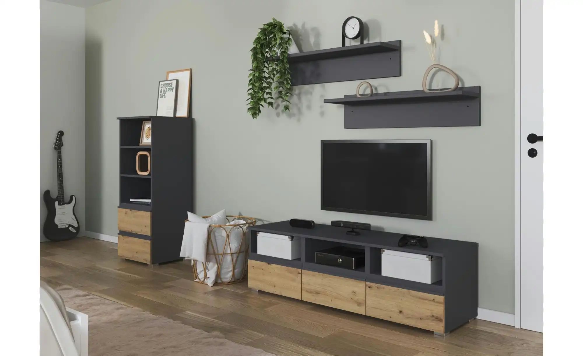 Thumbnail - Highboard Jamila ¦ grau ¦ Maße (cm): B: 47 H: 119 Kommoden & Sideboards > Highboards - Höffner