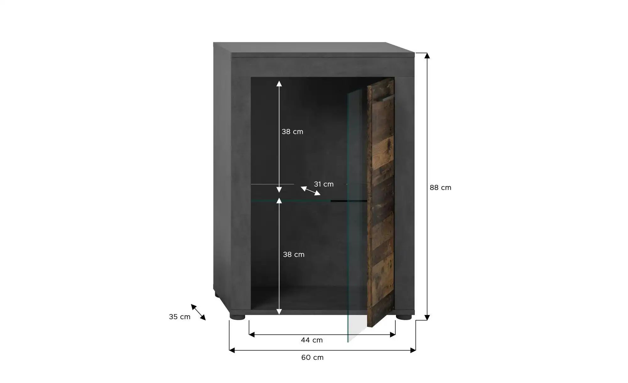 Thumbnail - Hängevitrine Bardenas ¦ schwarz ¦ Maße (cm): B: 60 H: 86 T: 35.0 Schränke > Vitrinen - Höffner