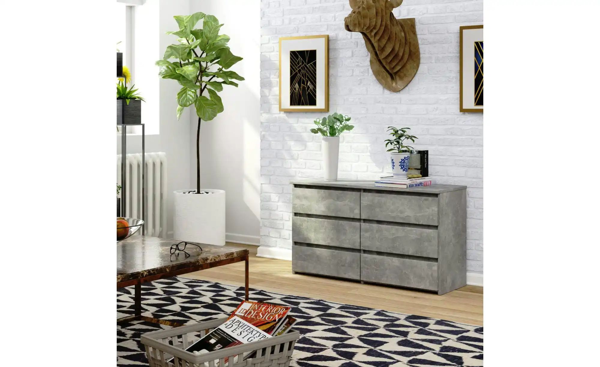 Kommode  Carla ¦ grau ¦ Maße (cm): B: 100 H: 57 Kommoden & Sideboards > Kom günstig online kaufen