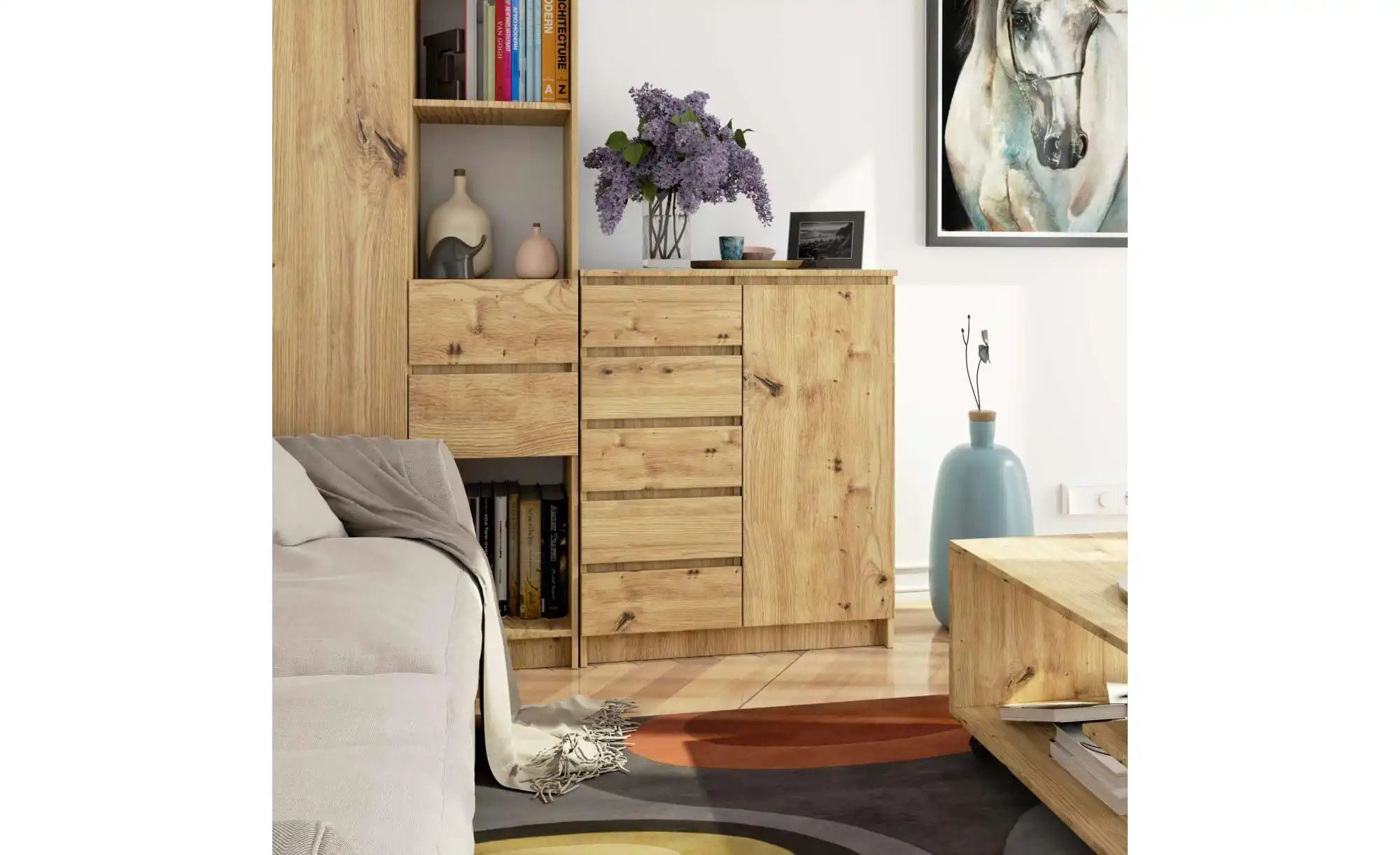 Thumbnail - Highboard 80 cm breit Kuran ¦ holzfarben ¦ Maße (cm): B: 80 H: 97 Kommoden & Sideboards > Highboards - Höffner