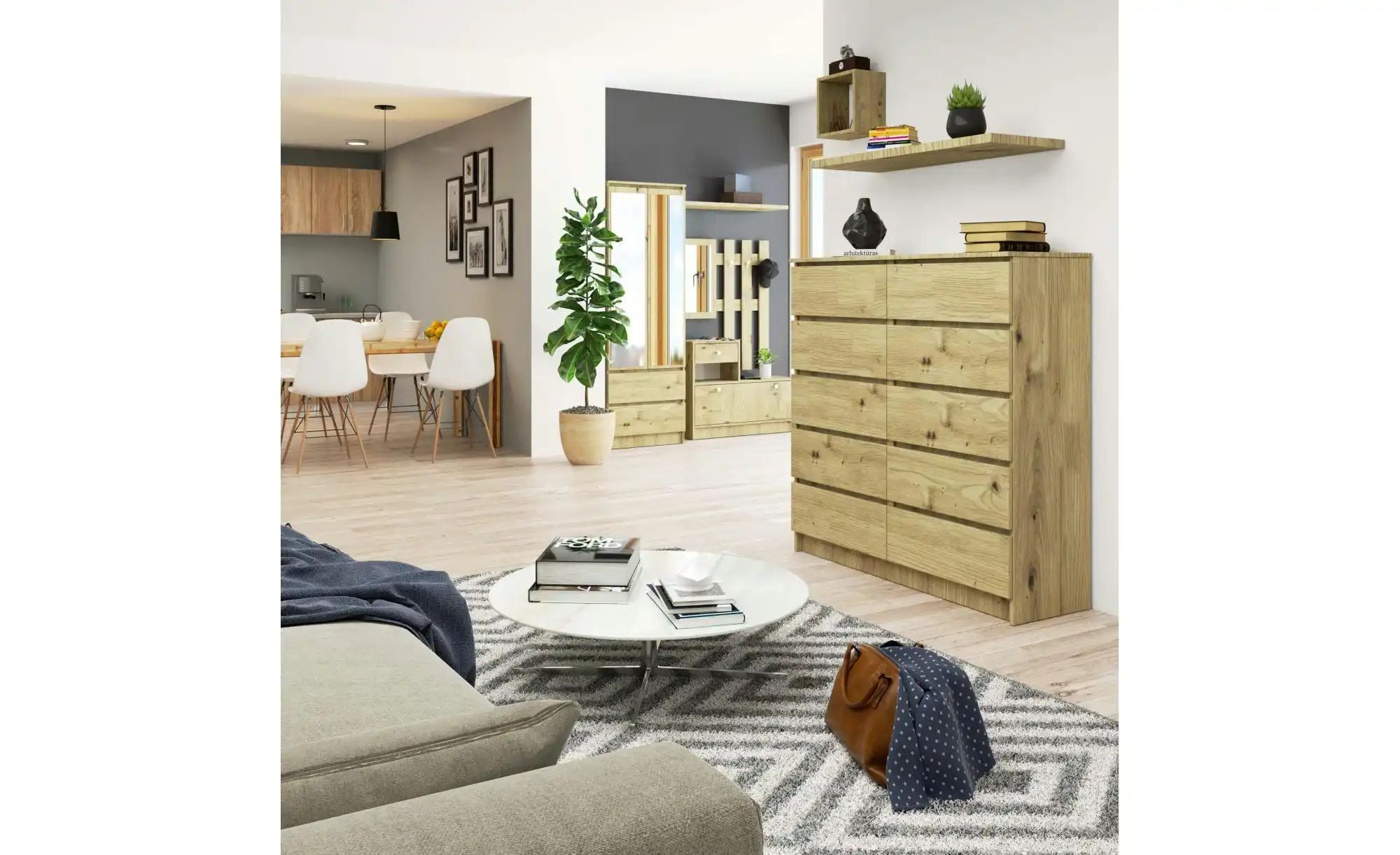 Thumbnail - Kommode mit 10 Schubladen Kersten ¦ holzfarben ¦ Maße (cm): B: 120 H: 121 Kommoden & Sideboards > Kommoden - Höffner