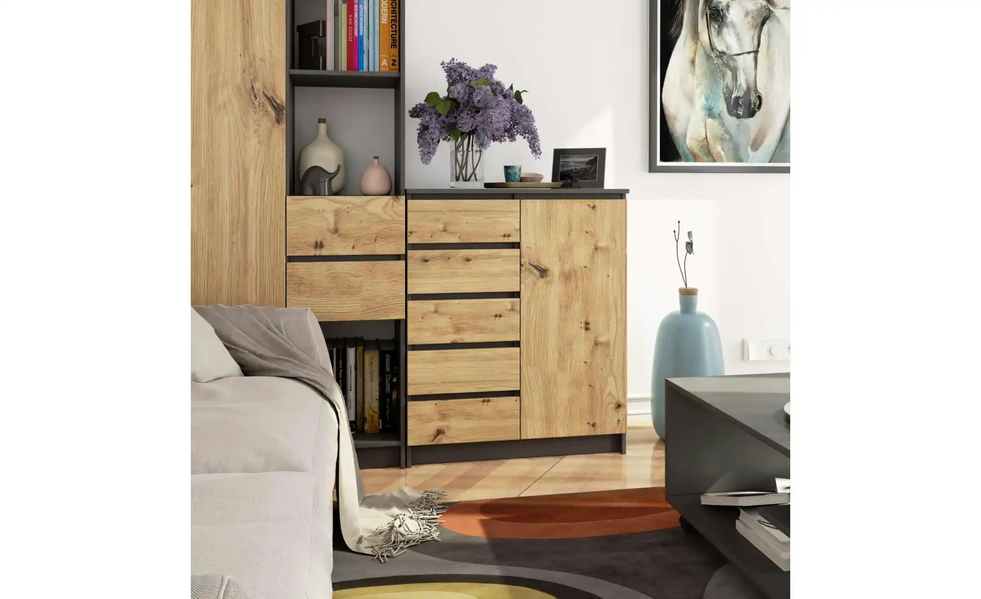 Highboard 80 cm breit Kuran ¦ mehrfarbig ¦ Maße (cm): B: 80 H: 97 Kommoden günstig online kaufen
