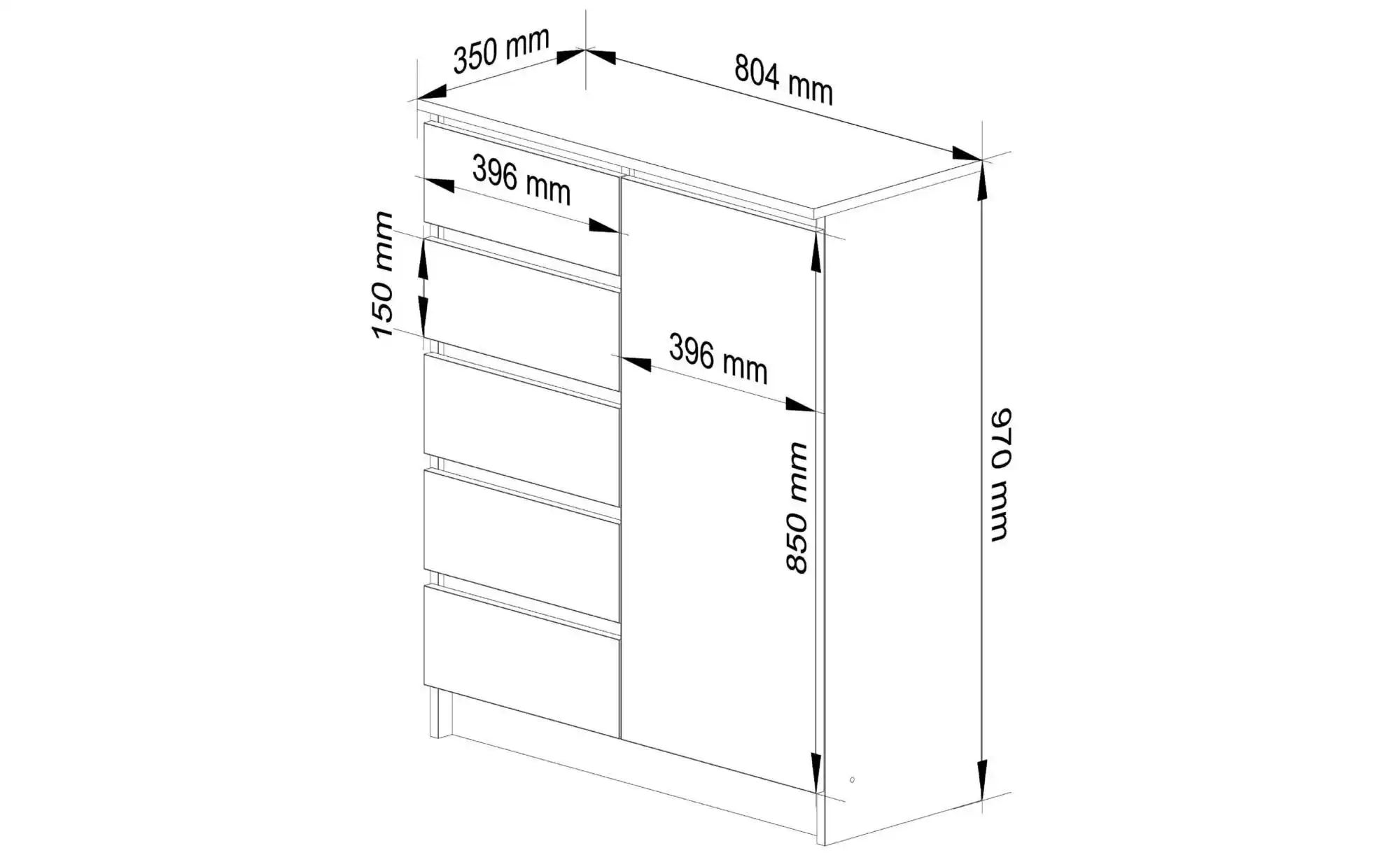 Thumbnail - Highboard 80 cm breit Kuran ¦ holzfarben ¦ Maße (cm): B: 80 H: 97 Kommoden & Sideboards > Highboards - Höffner