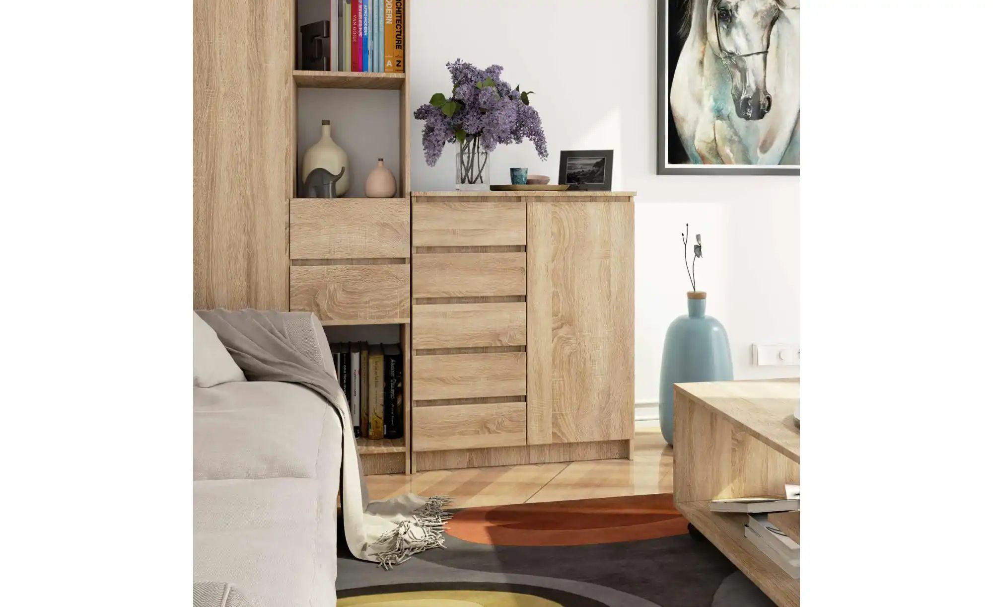 Thumbnail - Highboard 80 cm breit Kuran ¦ holzfarben ¦ Maße (cm): B: 80 H: 97 Kommoden & Sideboards > Highboards - Höffner