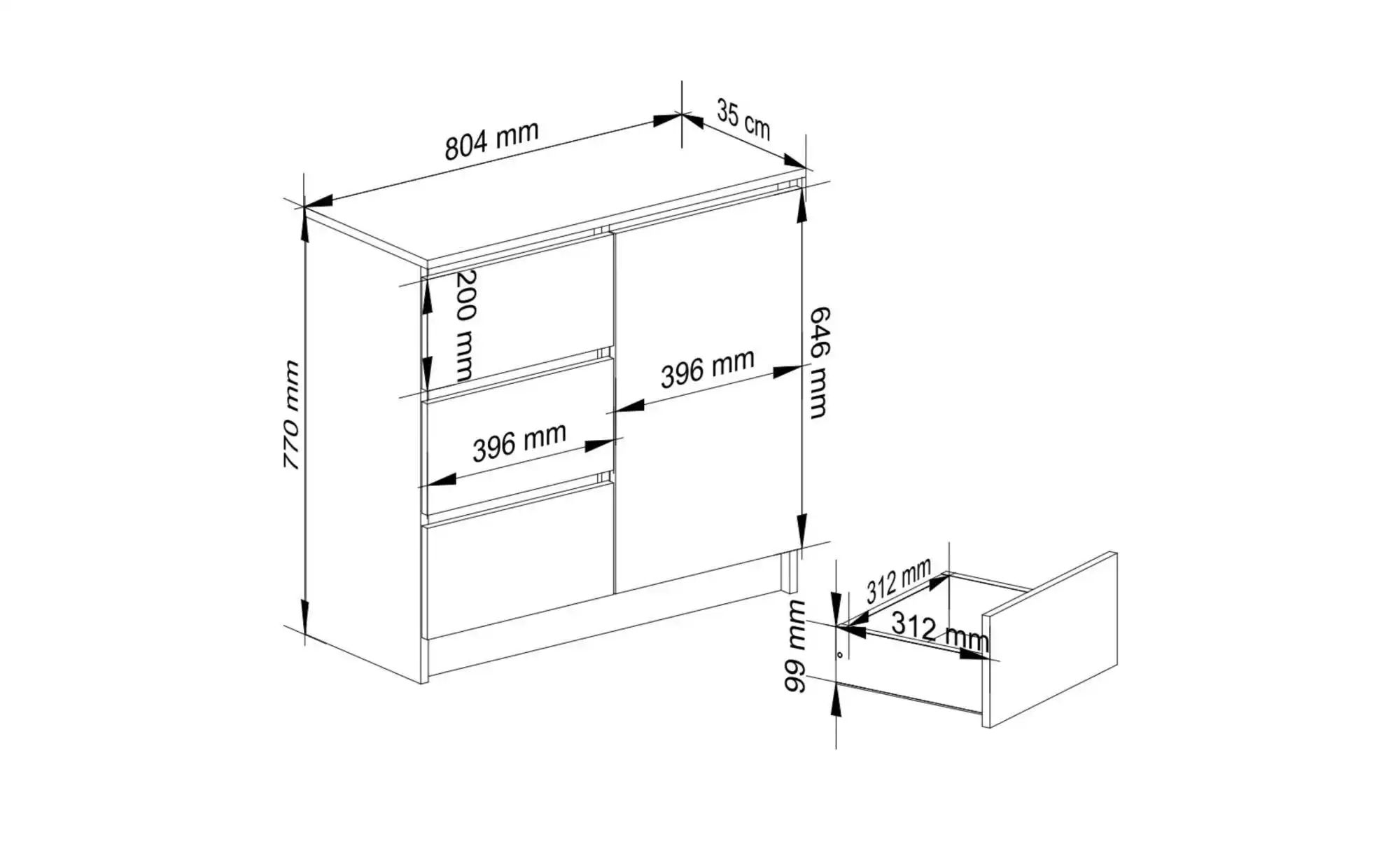 Thumbnail - Kommode Kubra ¦ weiß ¦ Maße (cm): B: 80 H: 77 Kommoden & Sideboards > Sideboards - Höffner