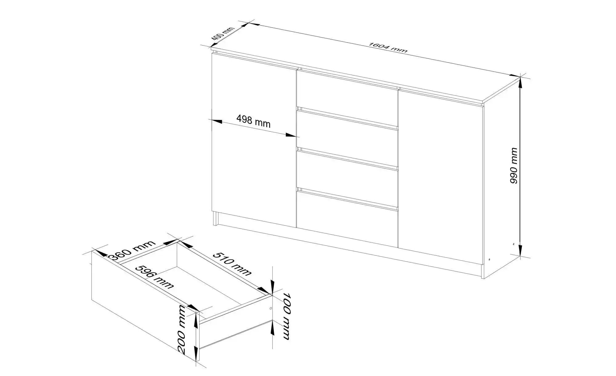 Thumbnail - Highboard 160 cm breit Kilian ¦ mehrfarbig ¦ Maße (cm): B: 160 H: 99 Kommoden & Sideboards > Highboards - Höffner