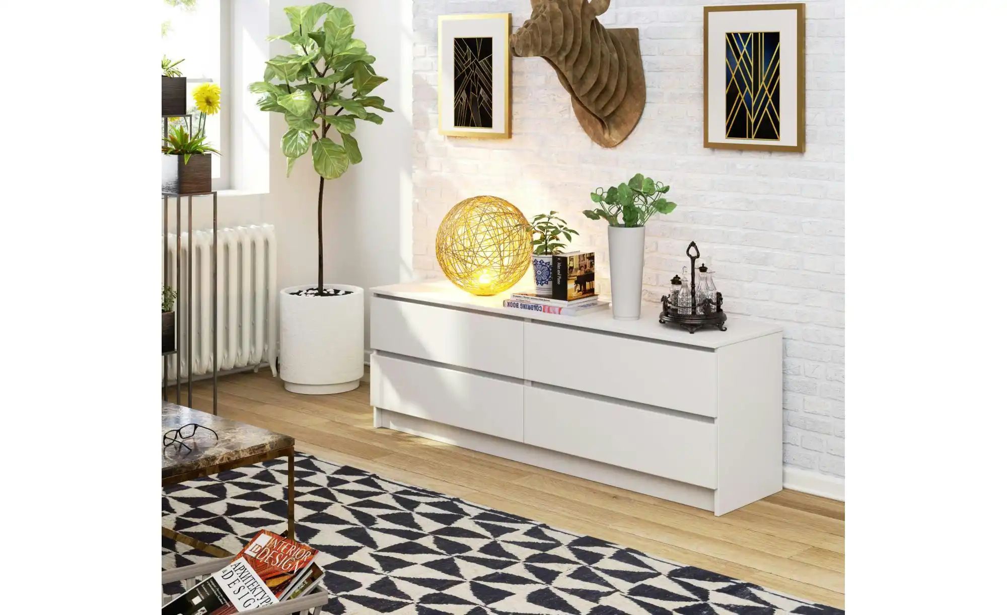 Kommode 160 cm breit Kuno ¦ weiß ¦ Maße (cm): B: 160 H: 55 Kommoden & Sideb günstig online kaufen