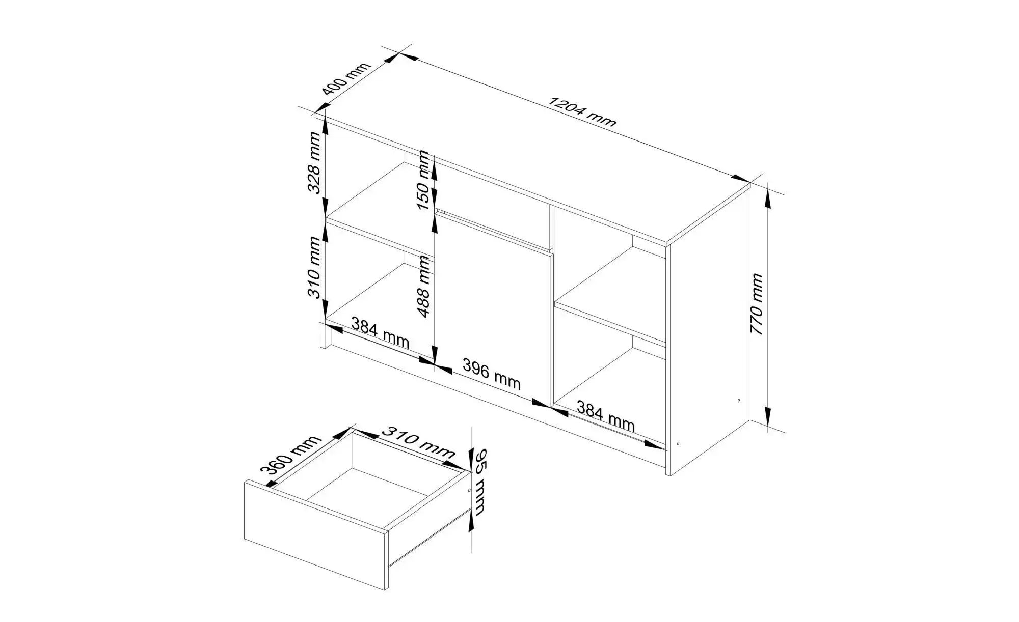 Thumbnail - Kommode Berta ¦ holzfarben ¦ Maße (cm): B: 120 H: 77 Kommoden & Sideboards > Sideboards - Höffner