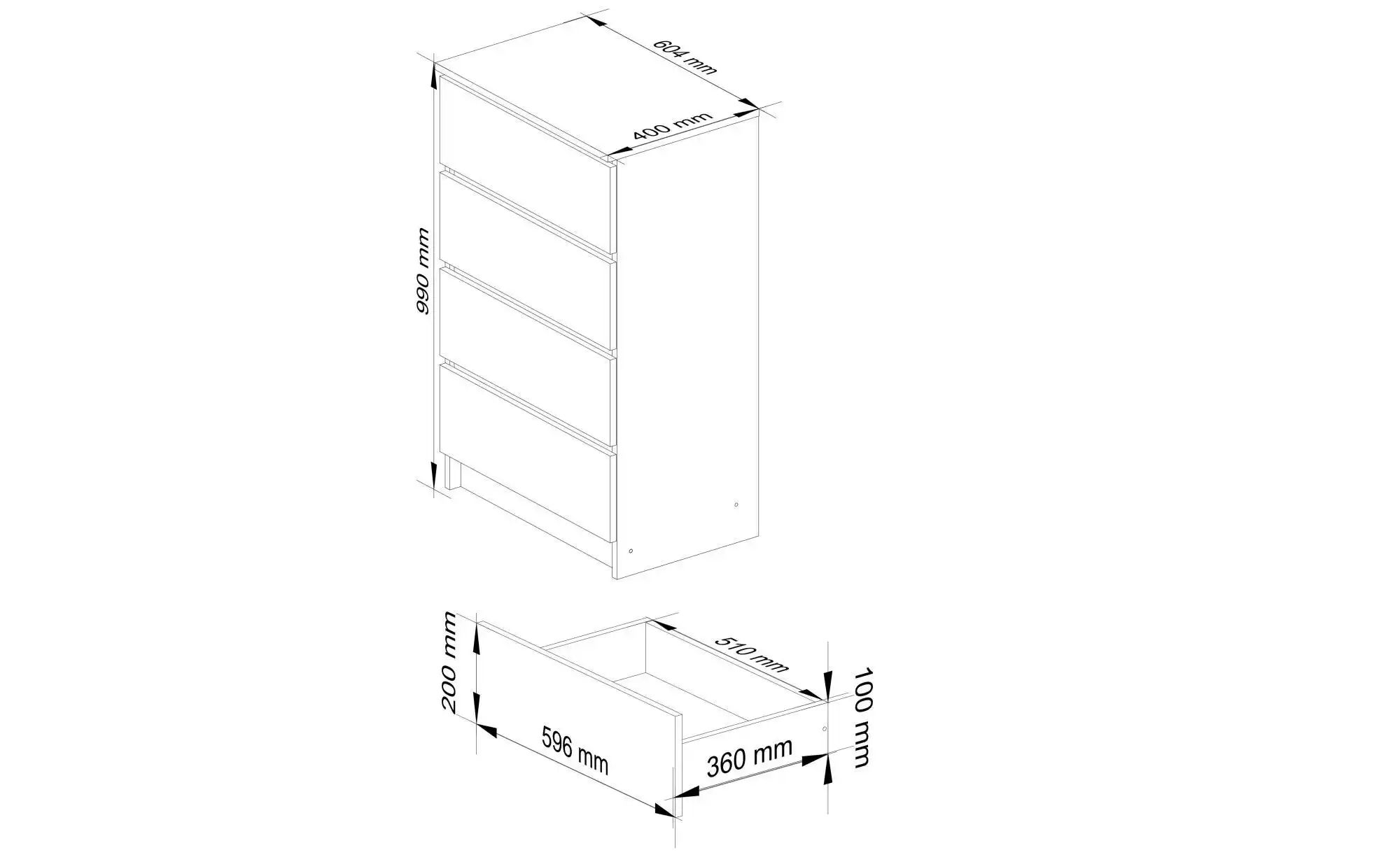 Thumbnail - Kommode mit 4 Schubladen Kai ¦ mehrfarbig ¦ Maße (cm): B: 60 H: 99 Kommoden & Sideboards > Kommoden - Höffner