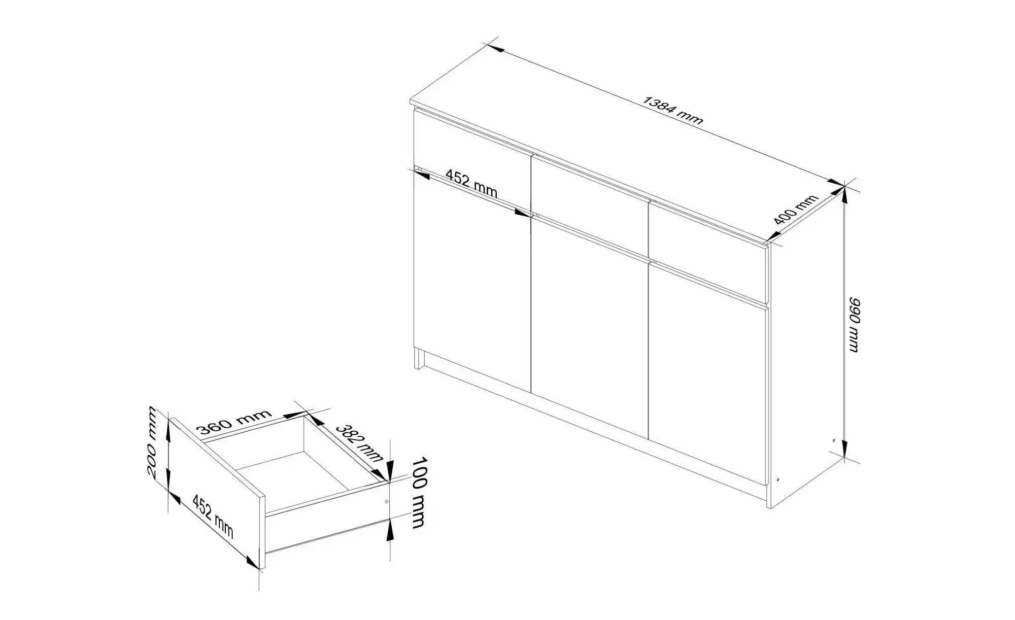 Thumbnail - Highboard  Klaus ¦ mehrfarbig ¦ Maße (cm): B: 138 H: 99 Kommoden & Sideboards > Highboards - Höffner