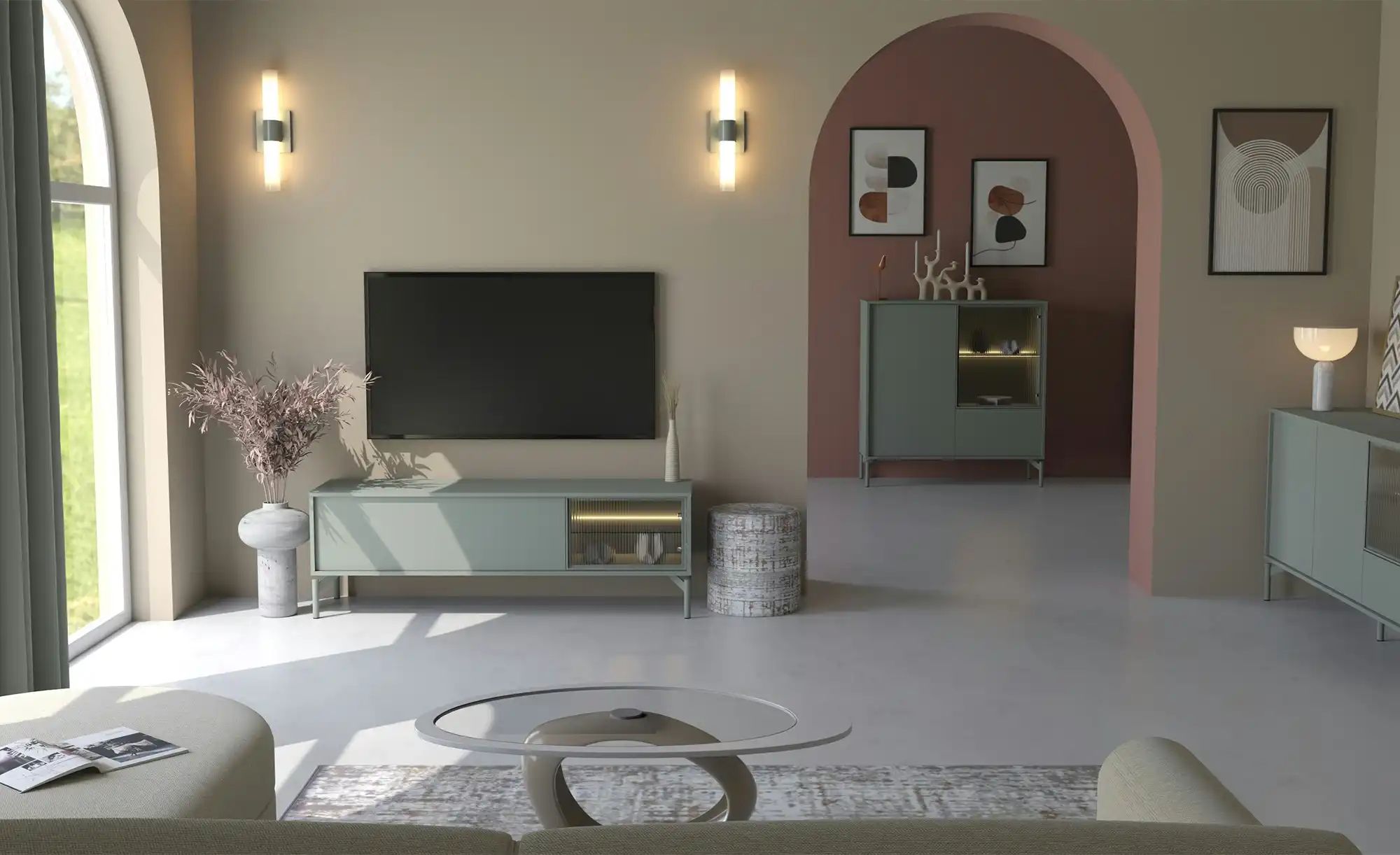 Thumbnail - Love it TV-Lowboard Flumeri ¦ grün ¦ Maße (cm): B: 155 H: 52 T: 43.0 Kommoden & Sideboards > Lowboards - Höffner