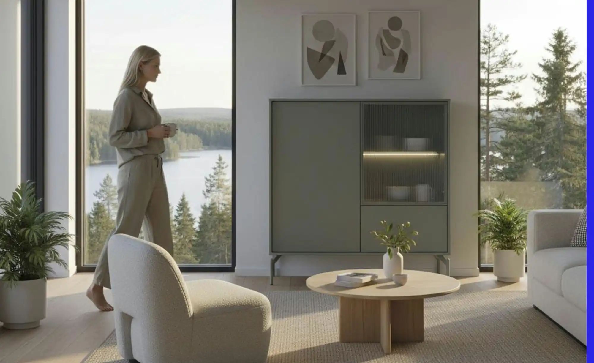 Thumbnail - Love it Highboard  Flumeri ¦ grün ¦ Maße (cm): B: 113,5 H: 118 T: 43.0 Kommoden & Sideboards > Highboards - Höffner